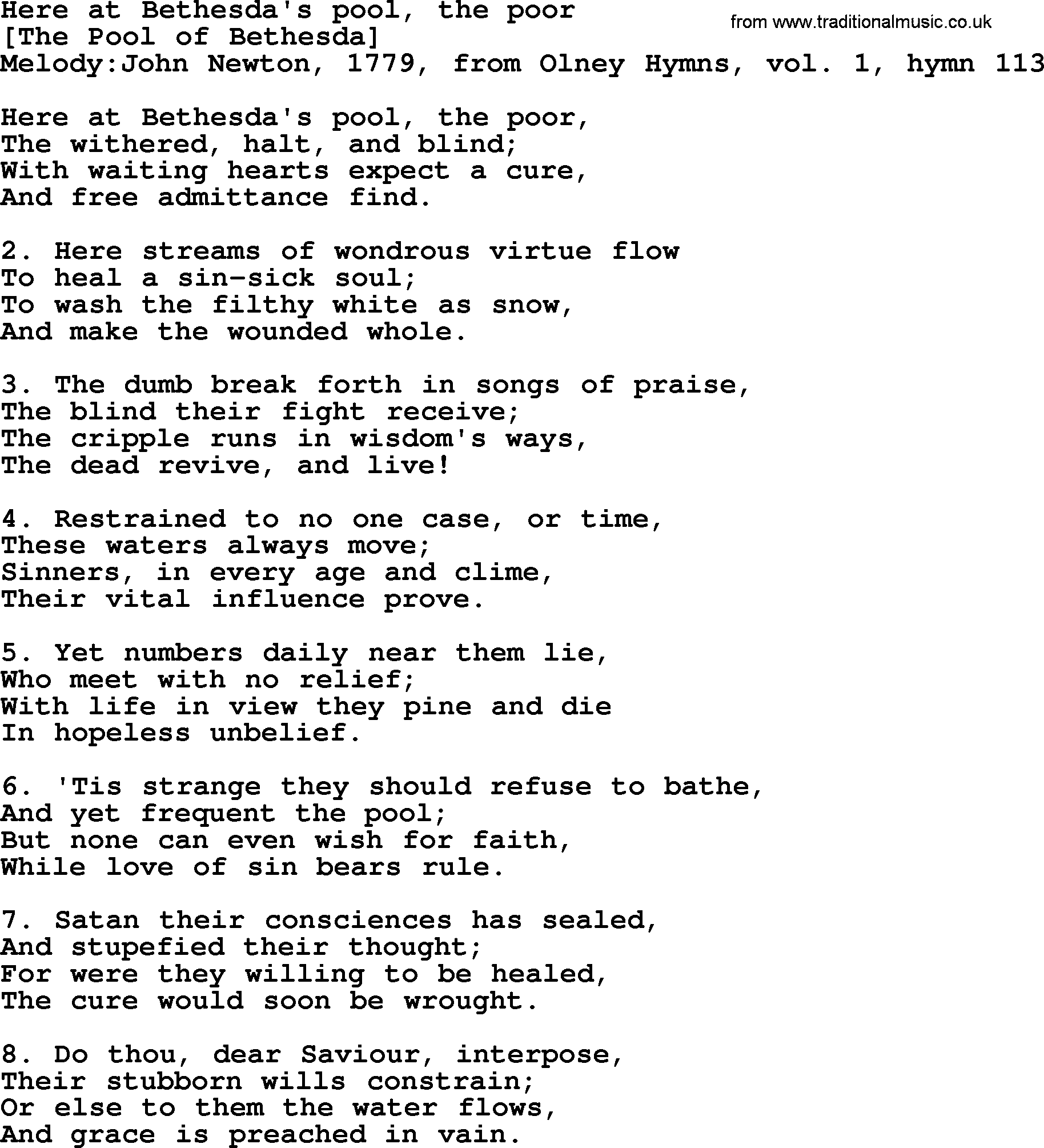 Old English Song: Here At Bethesda's Pool, The Poor lyrics