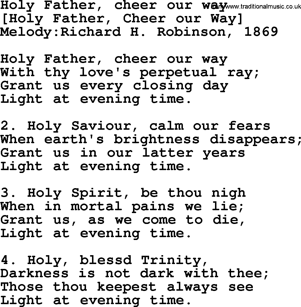 Old English Song: Holy Father, Cheer Our Way lyrics