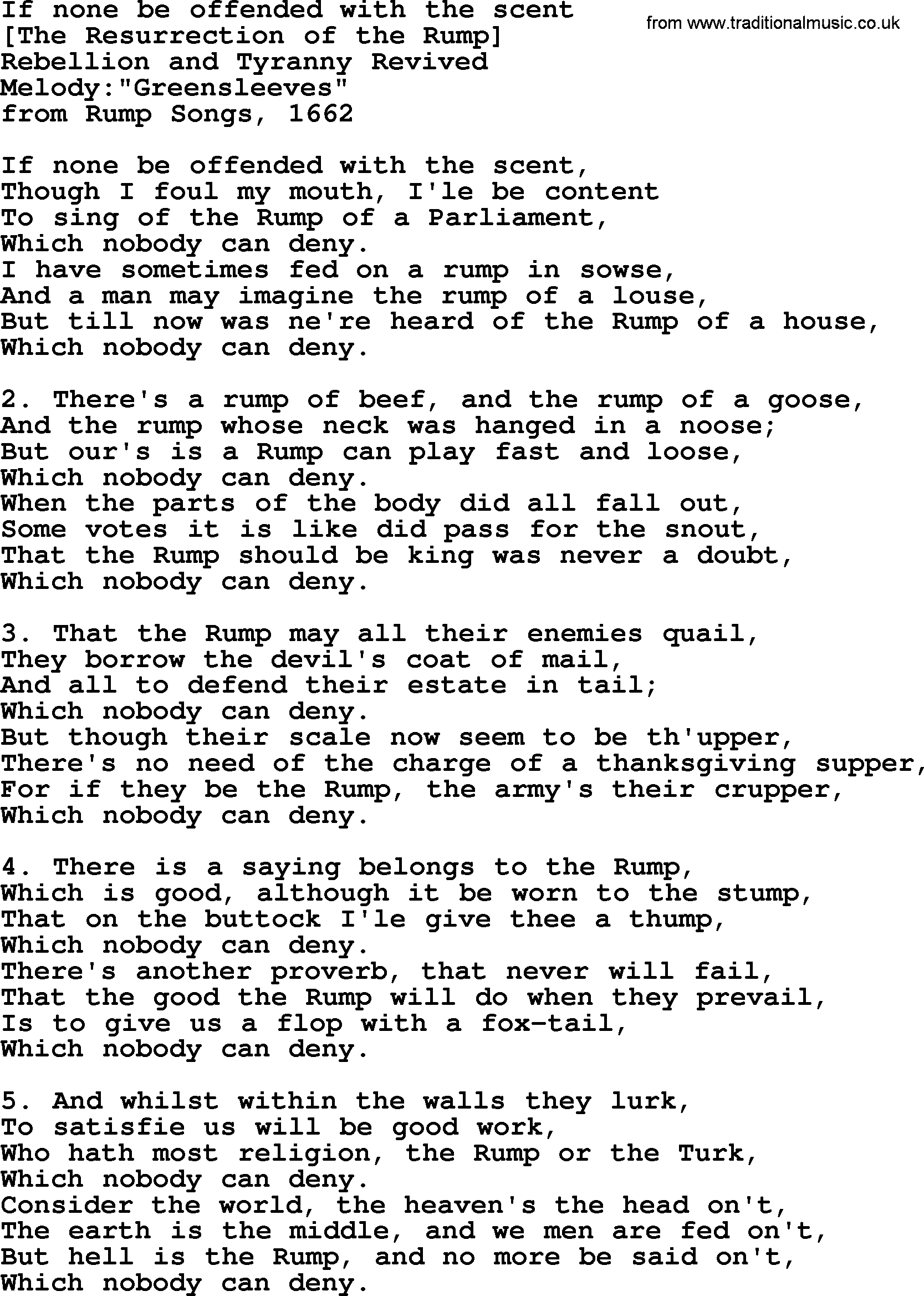 Old English Song: If None Be Offended With The Scent lyrics