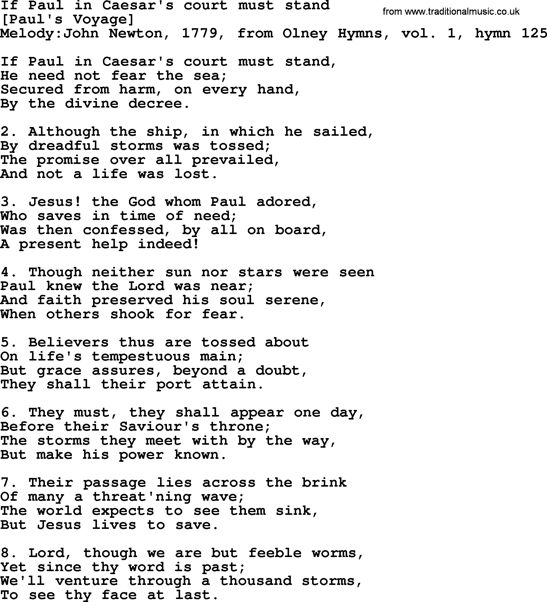 Old English Song: If Paul In Caesar's Court Must Stand lyrics