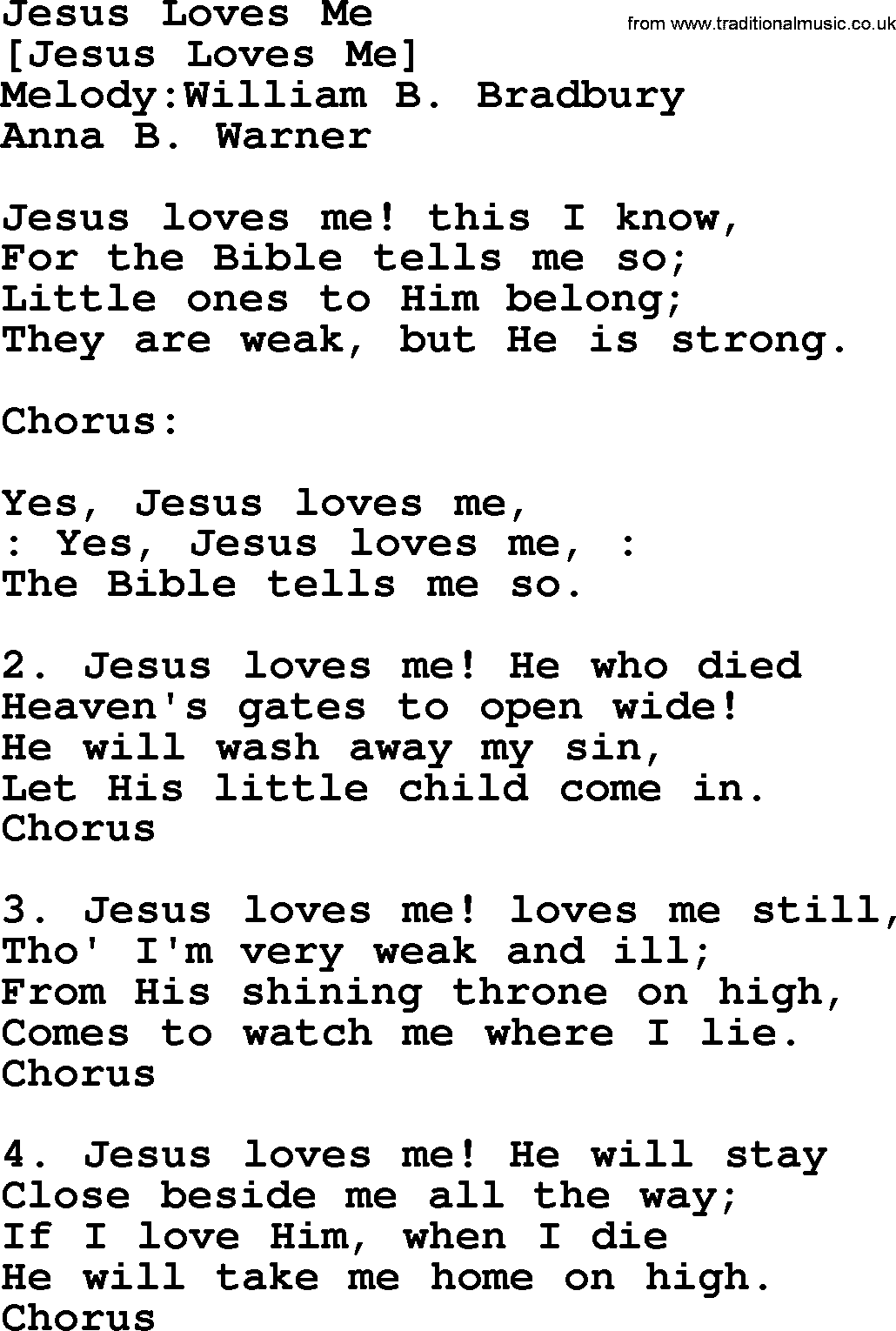 Old English Song: Jesus Loves Me lyrics