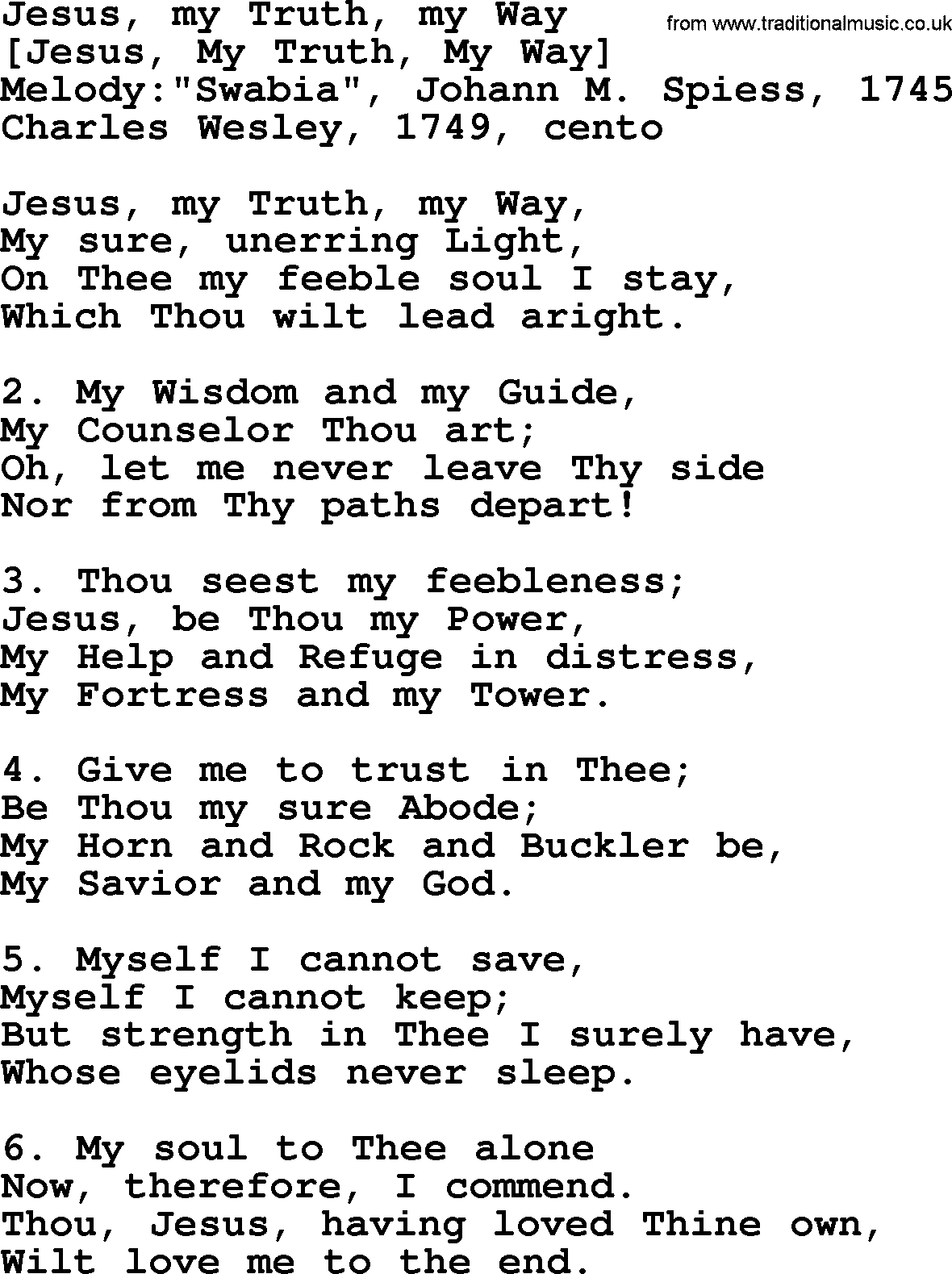 Old English Song: Jesus, My Truth, My Way lyrics