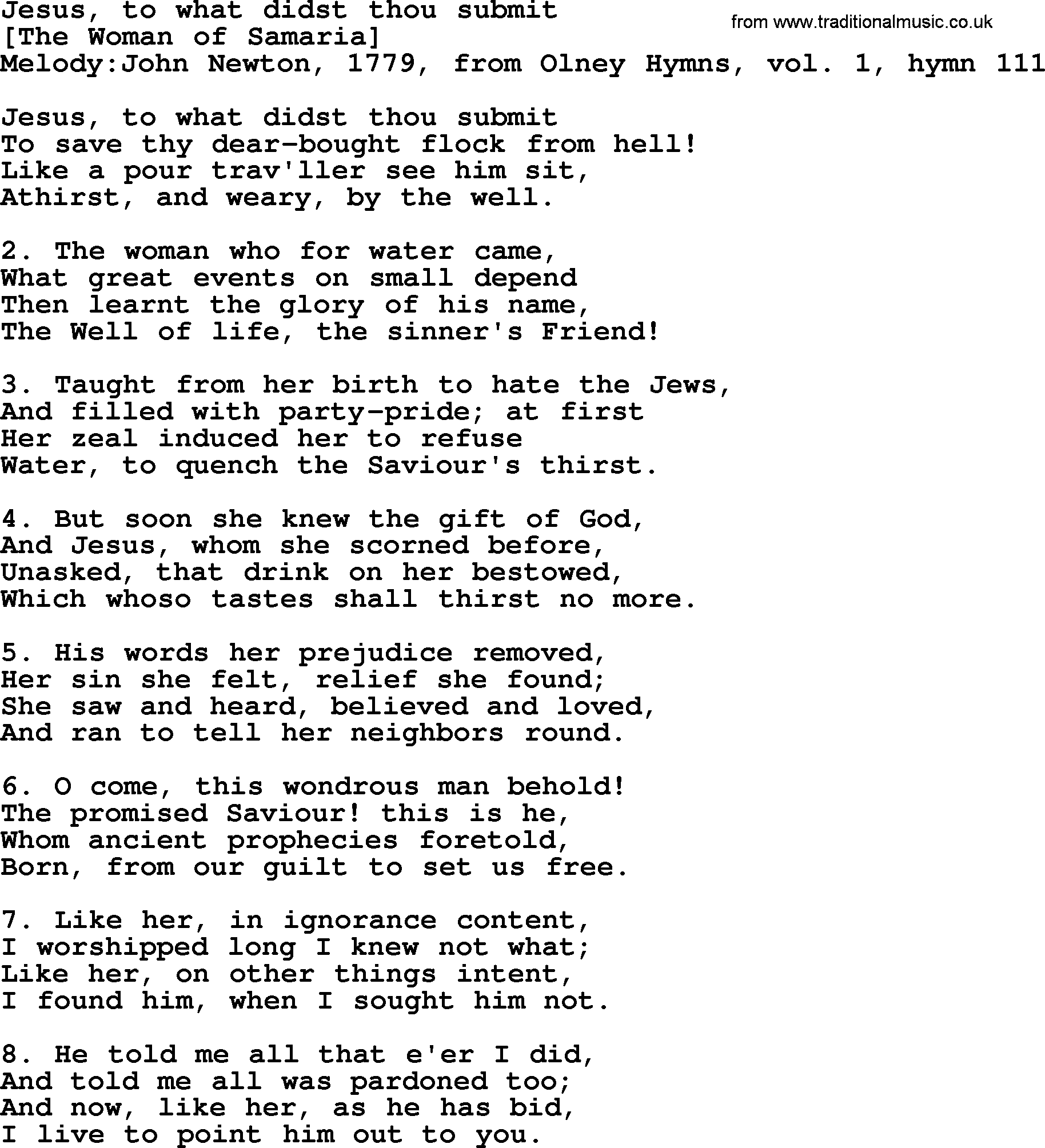 Old English Song: Jesus, To What Didst Thou Submit lyrics