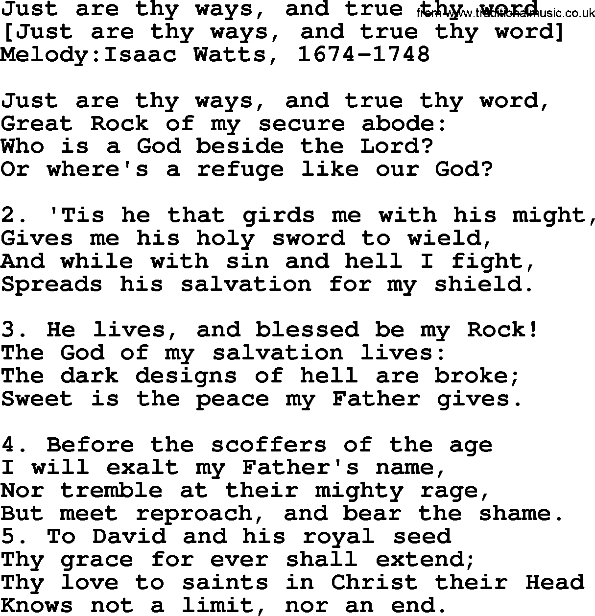 Old English Song: Just Are Thy Ways, And True Thy Word lyrics