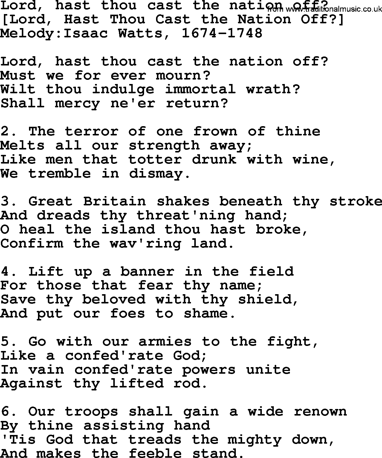 Old English Song: Lord, Hast Thou Cast The Nation Off lyrics