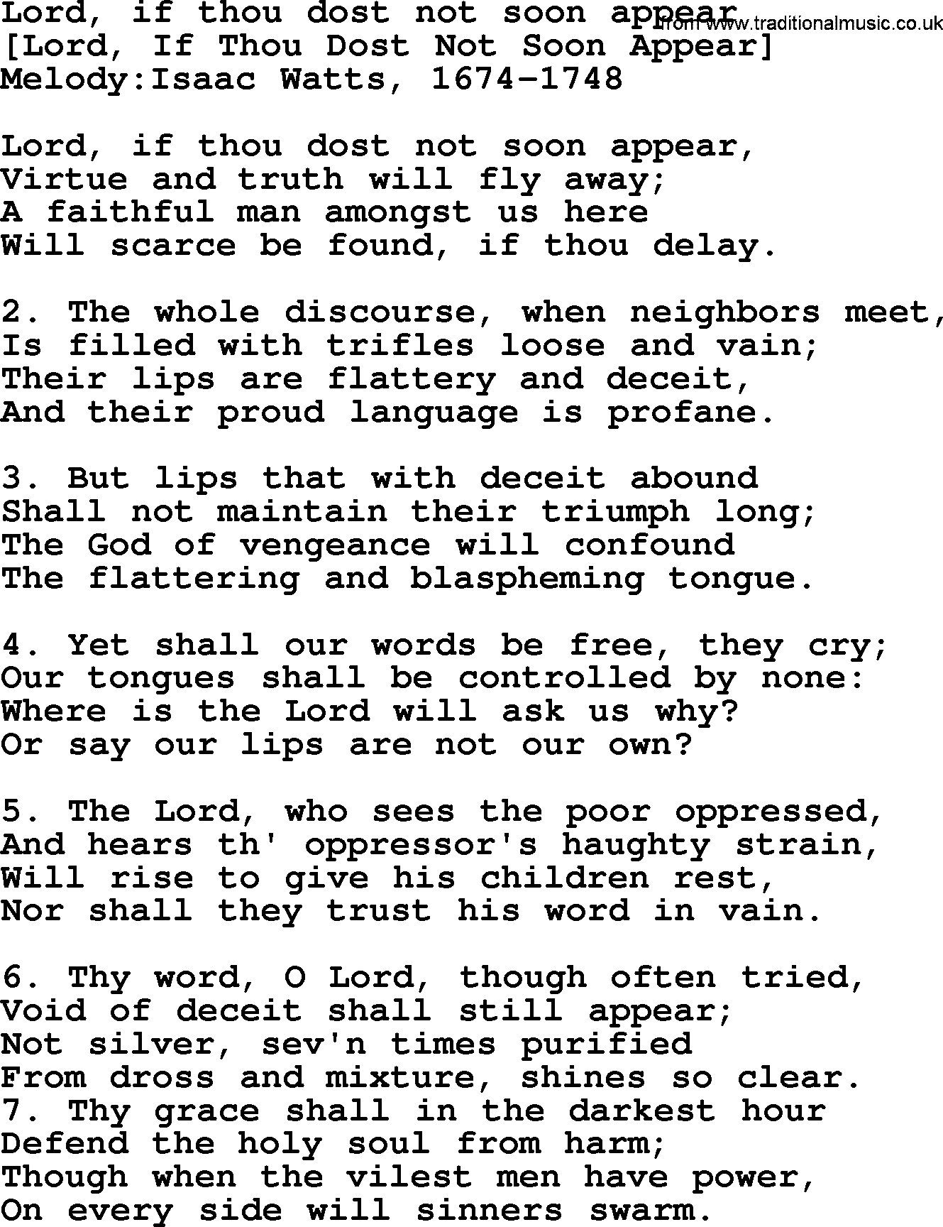 Old English Song: Lord, If Thou Dost Not Soon Appear lyrics