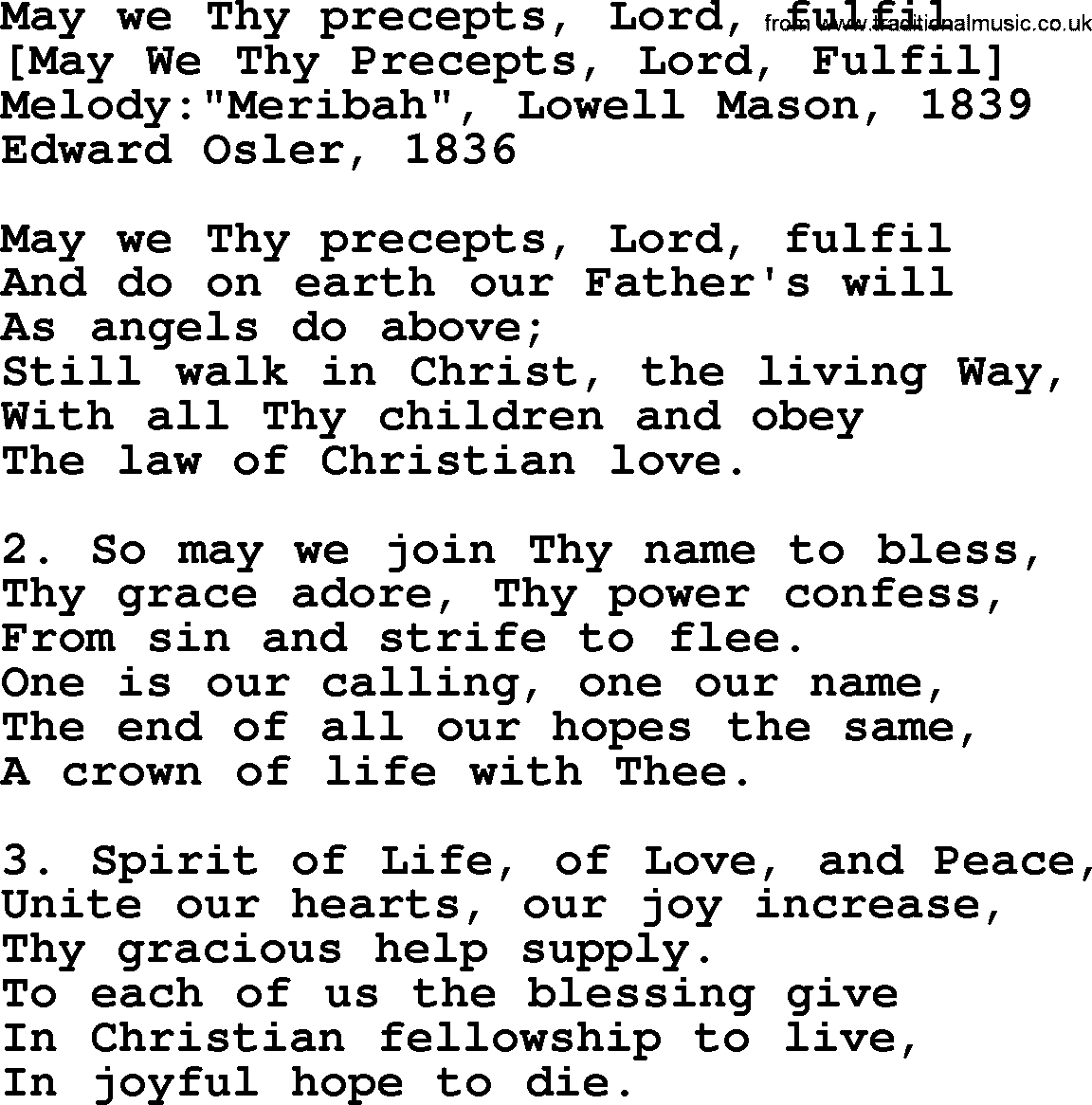 Old English Song: May We Thy Precepts, Lord, Fulfil lyrics