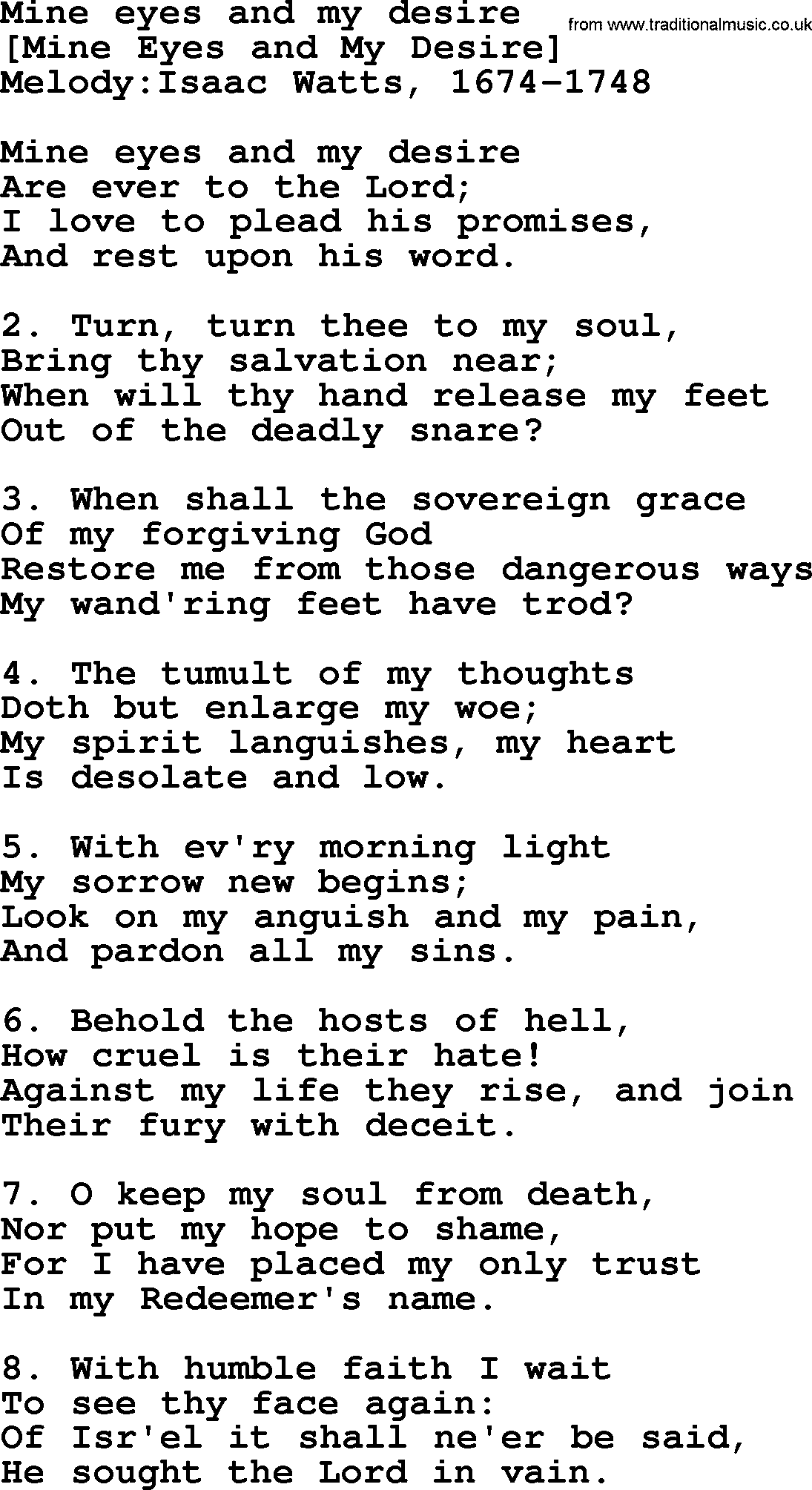 Old English Song: Mine Eyes And My Desire lyrics
