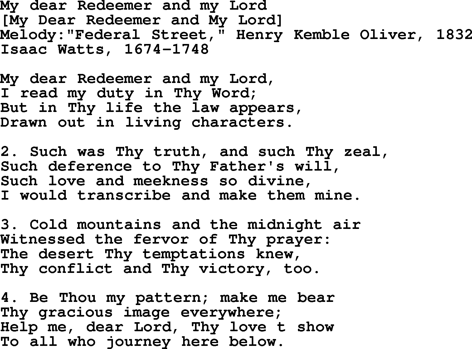 Old English Song: My Dear Redeemer And My Lord lyrics