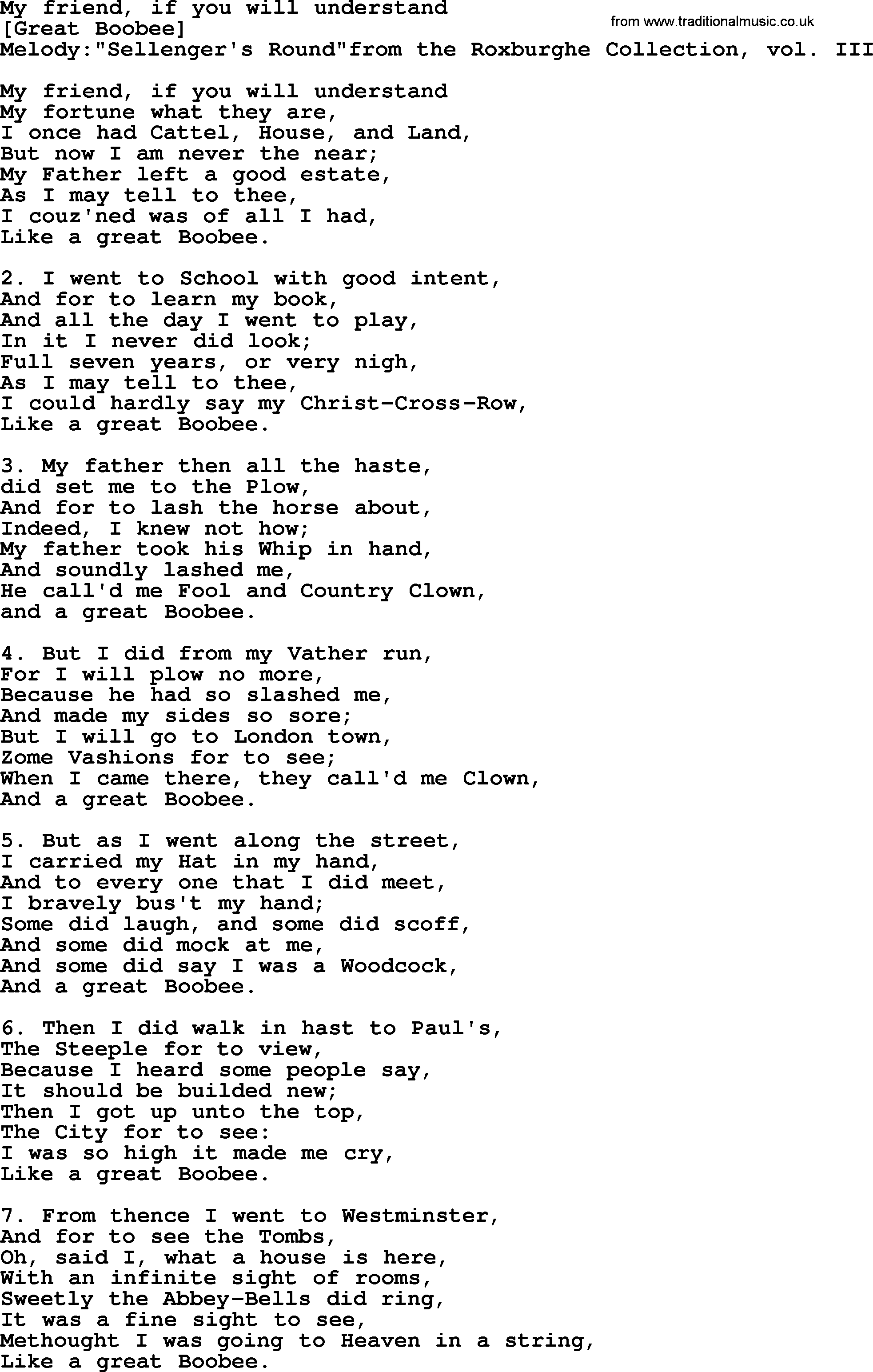Old English Song: My Friend, If You Will Understand lyrics