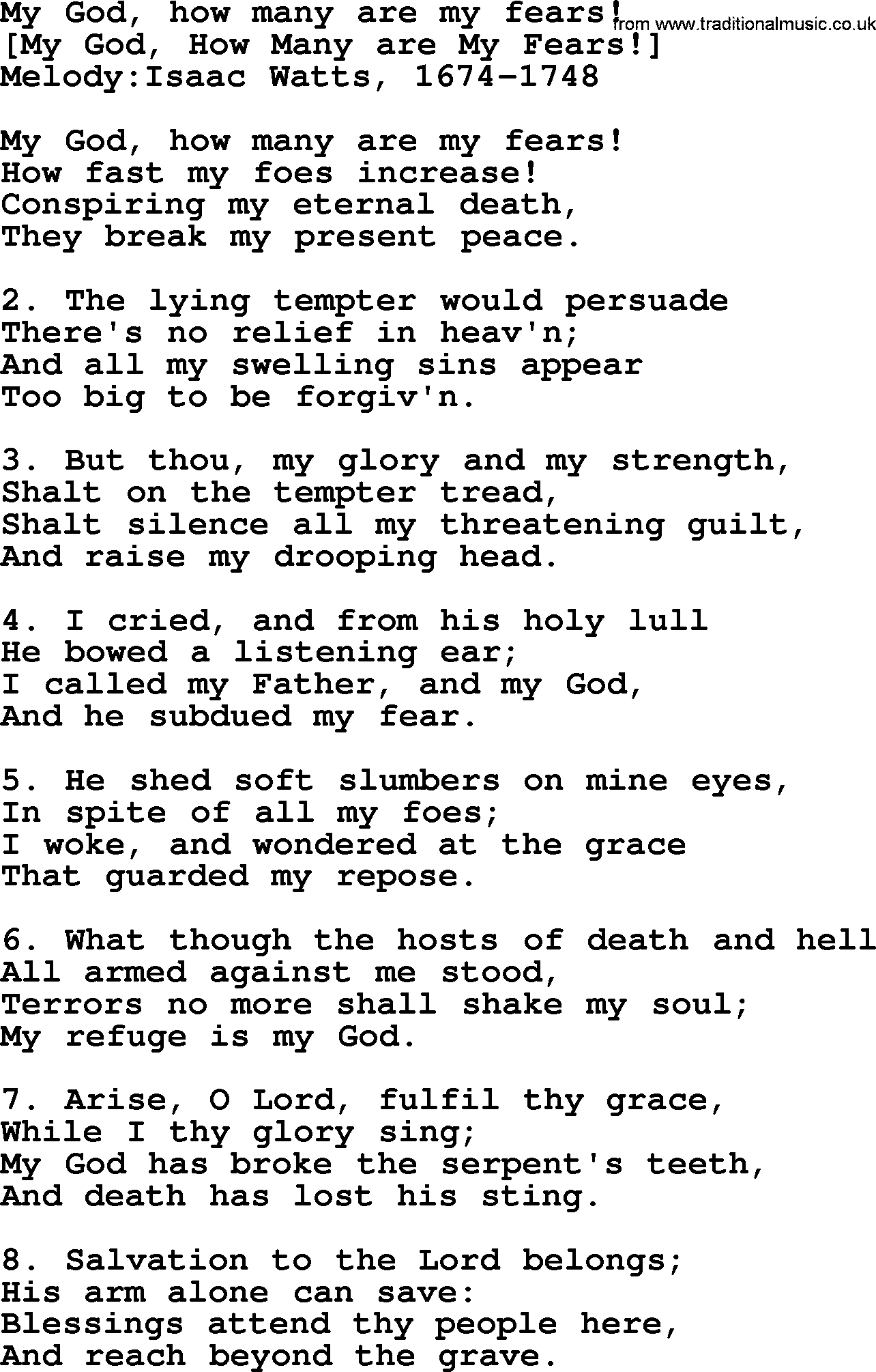 Old English Song: My God, How Many Are My Fears! lyrics
