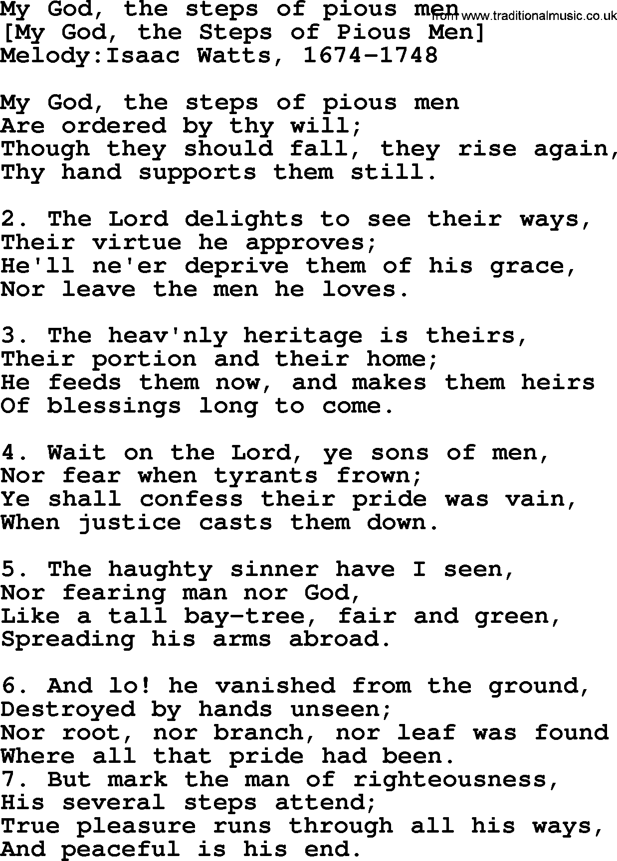 Old English Song: My God, The Steps Of Pious Men lyrics