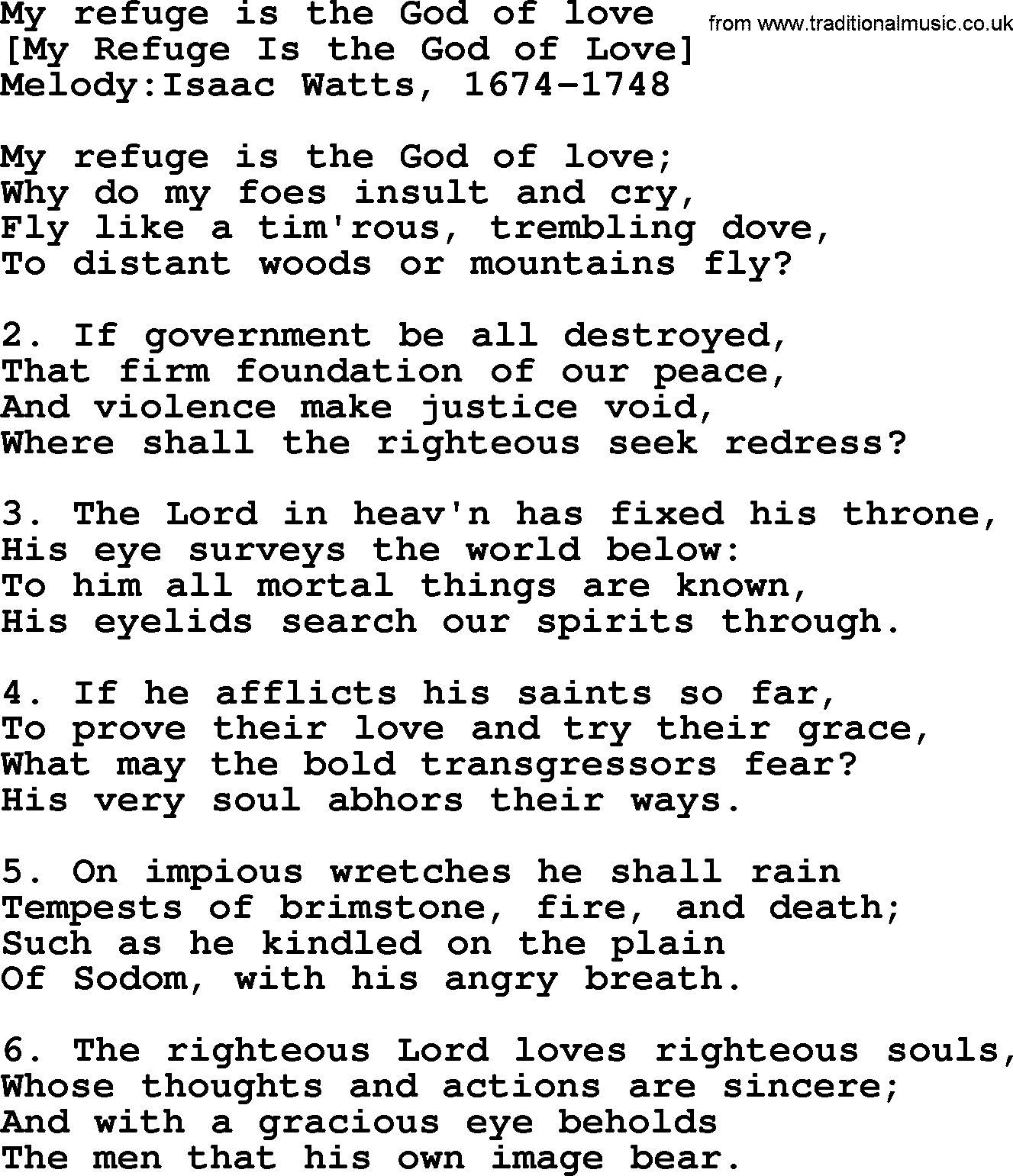 Old English Song Lyrics For My Refuge Is The God Of Love With Pdf