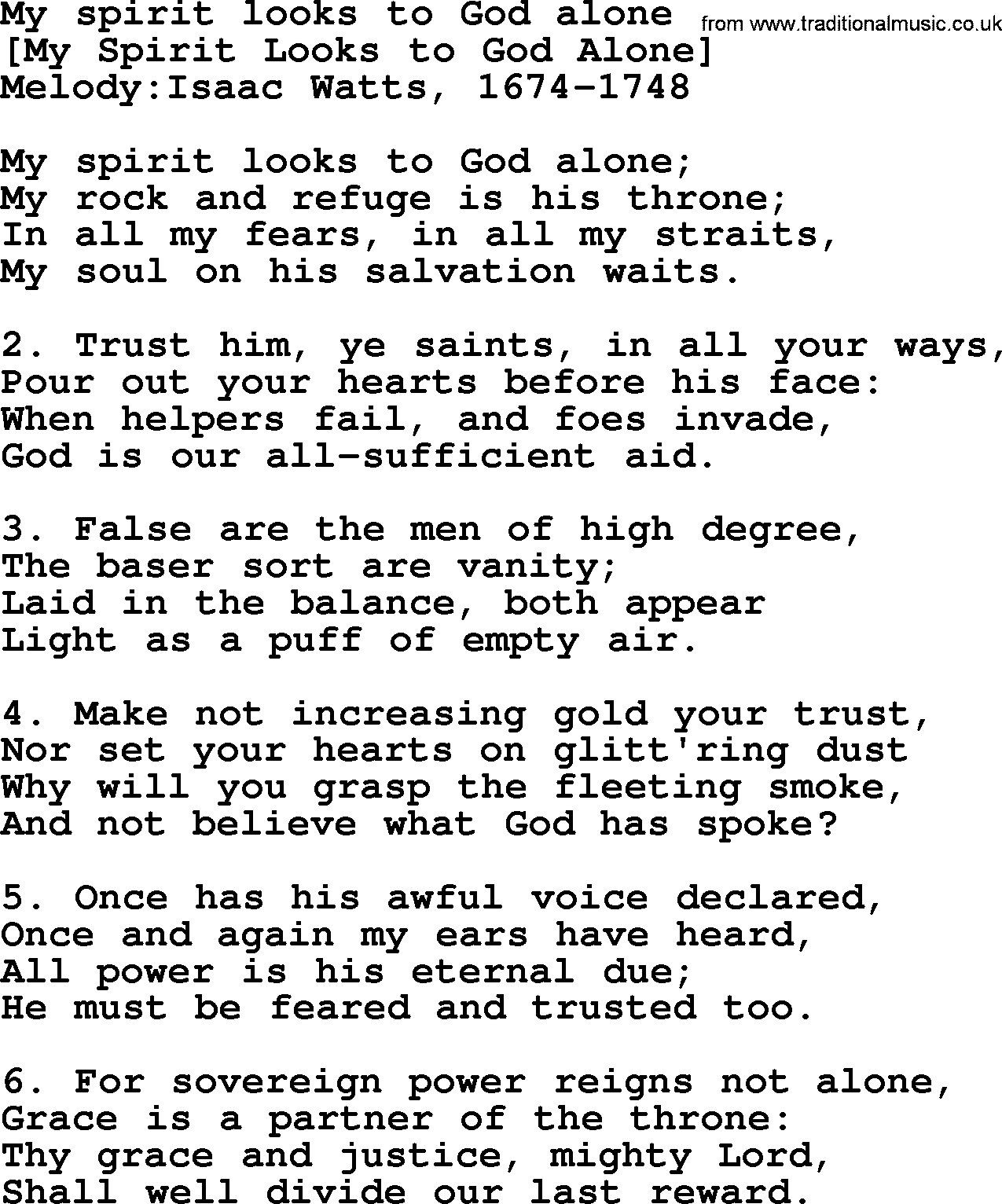 Old English Song: My Spirit Looks To God Alone lyrics
