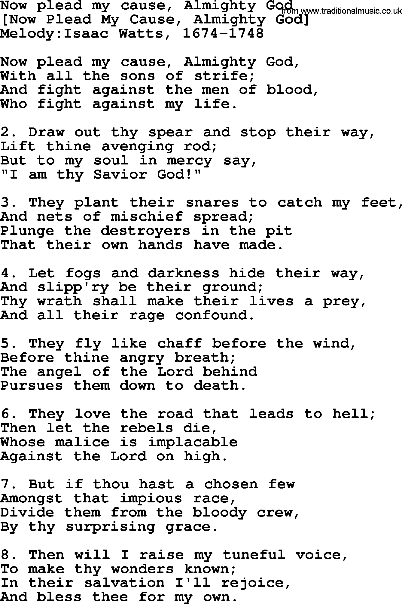 Old English Song: Now Plead My Cause, Almighty God lyrics