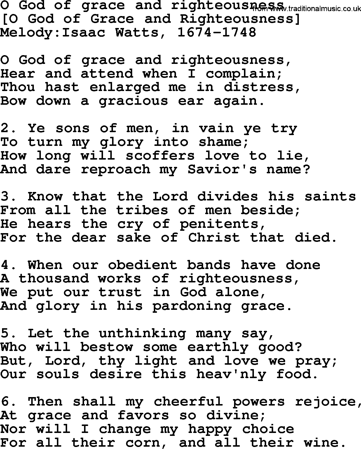 Old English Song: O God Of Grace And Righteousness lyrics