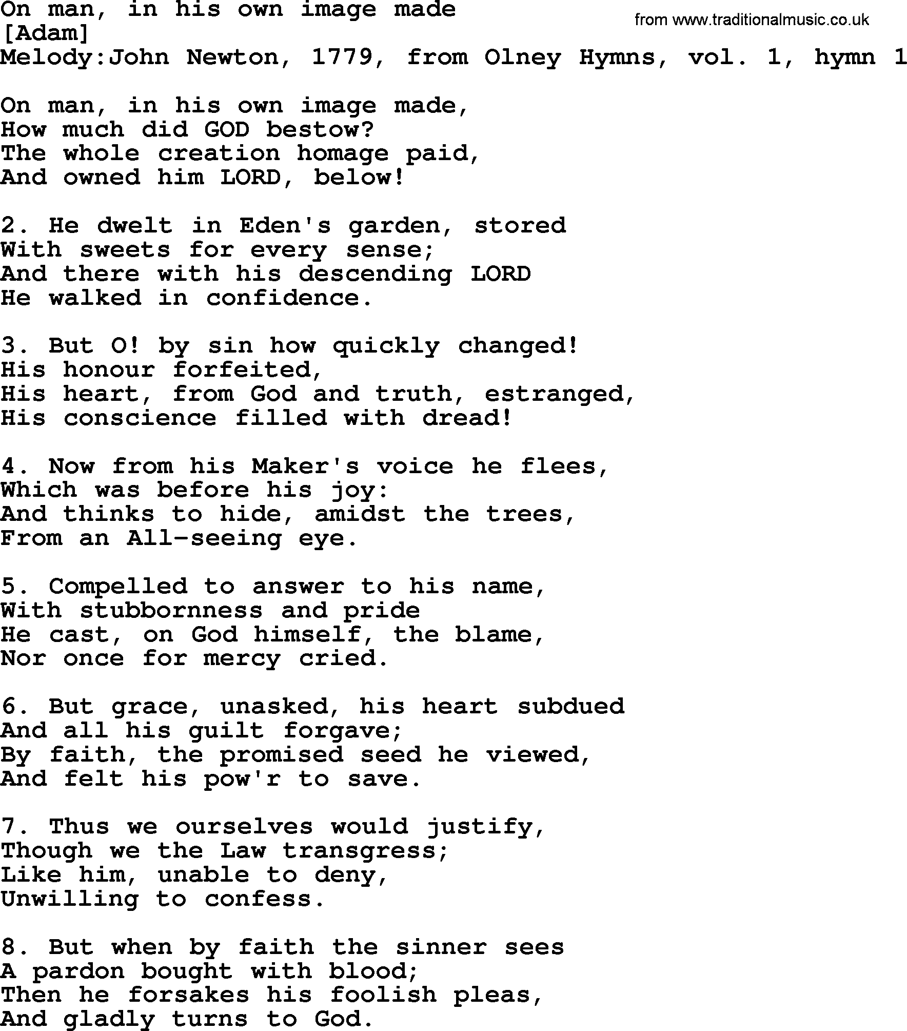 Old English Song: On Man, In His Own Image Made lyrics
