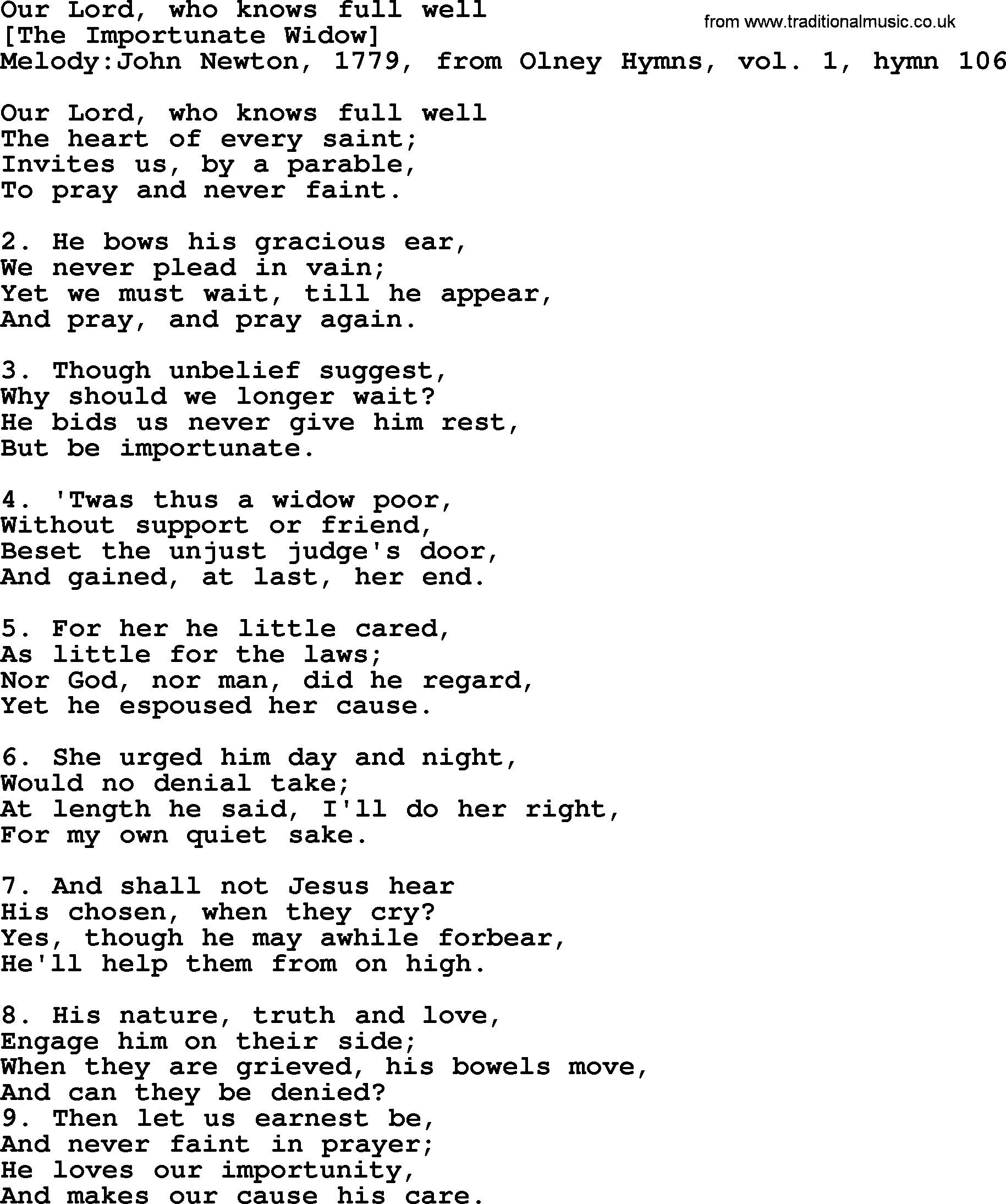 Old English Song: Our Lord, Who Knows Full Well lyrics