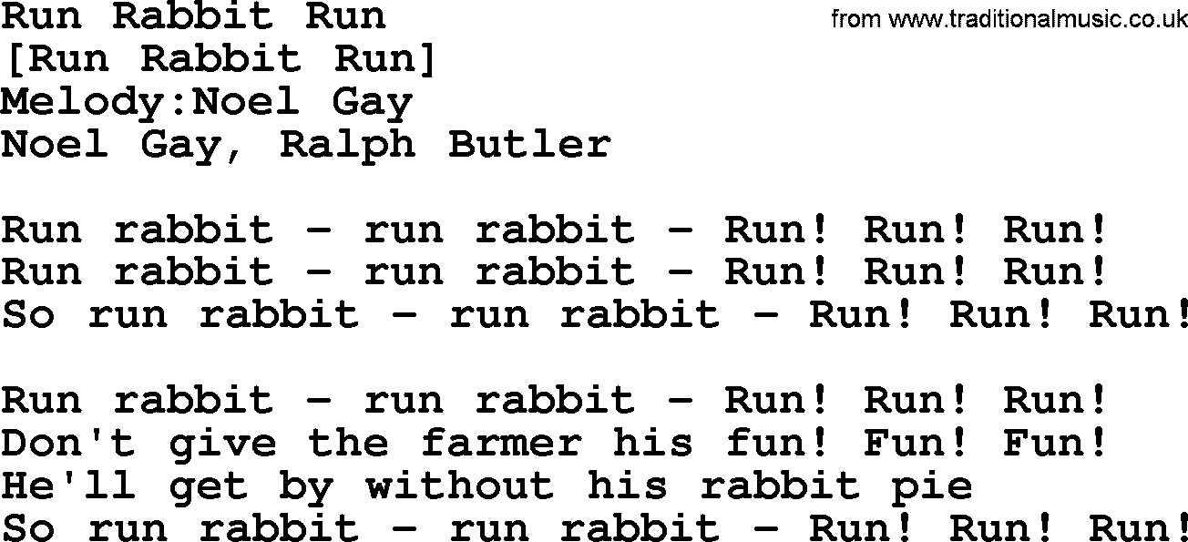 Old English Song: Run Rabbit Run lyrics