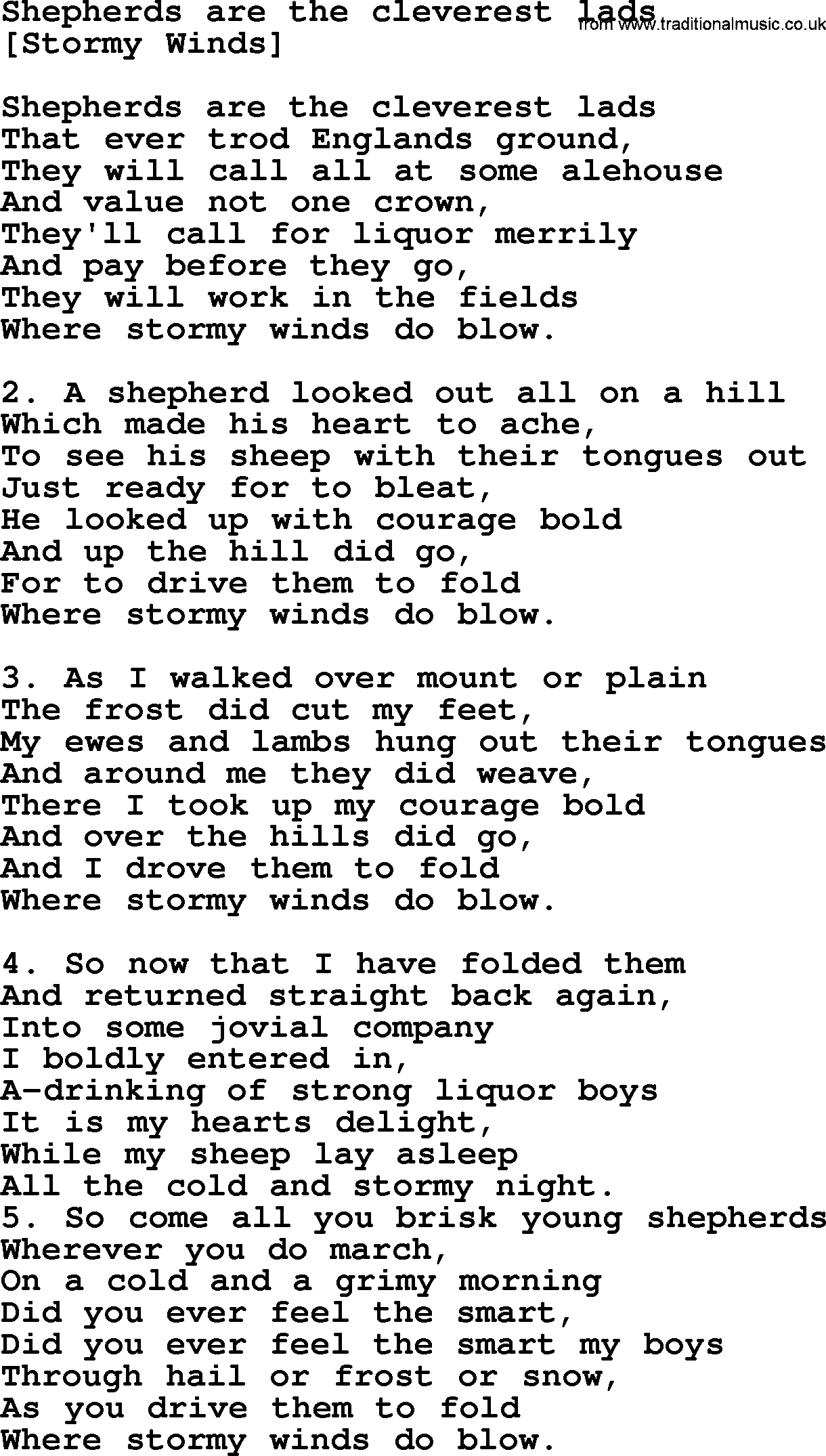 Old English Song: Shepherds Are The Cleverest Lads lyrics