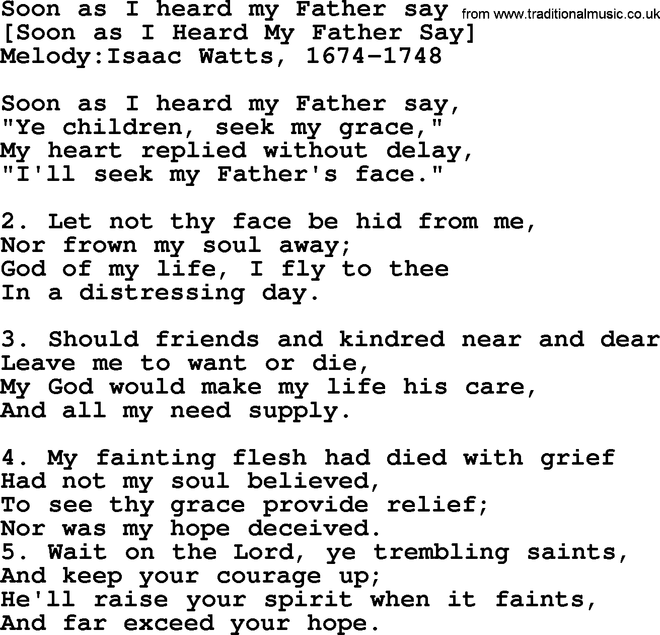 Old English Song: Soon As I Heard My Father Say lyrics