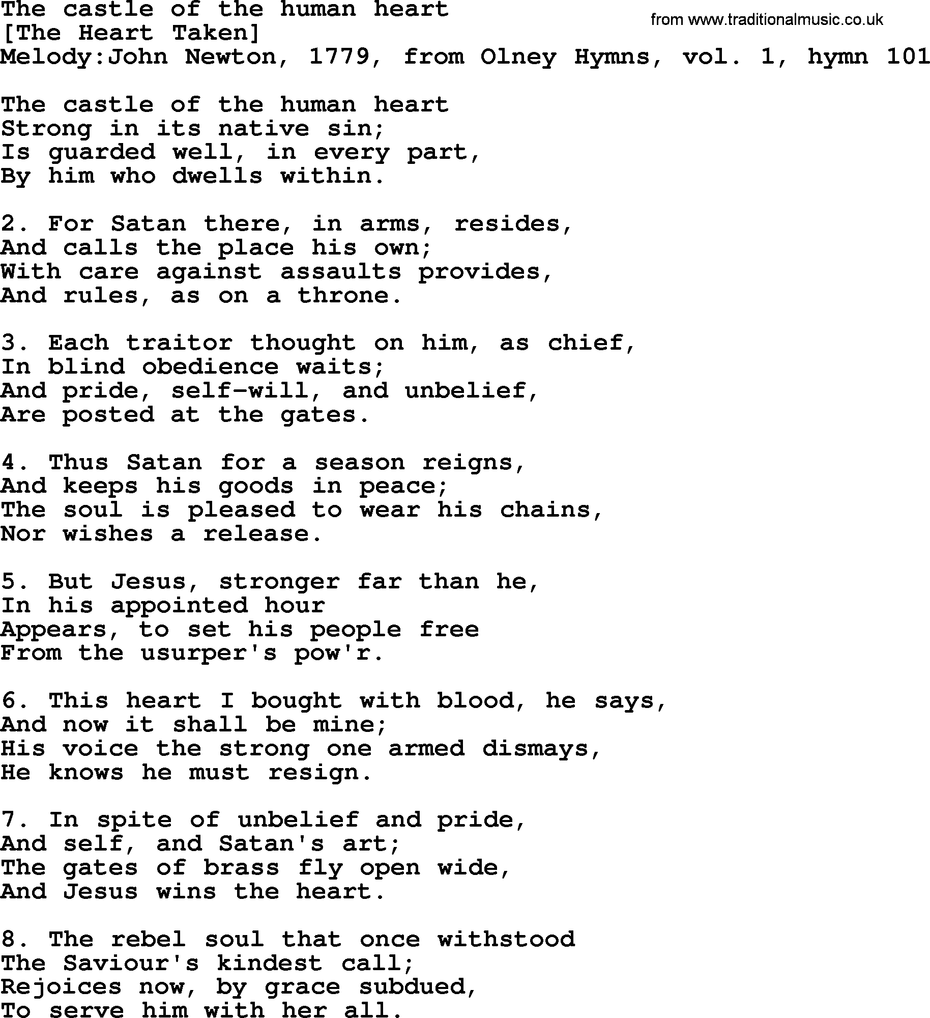 Old English Song: The Castle Of The Human Heart lyrics