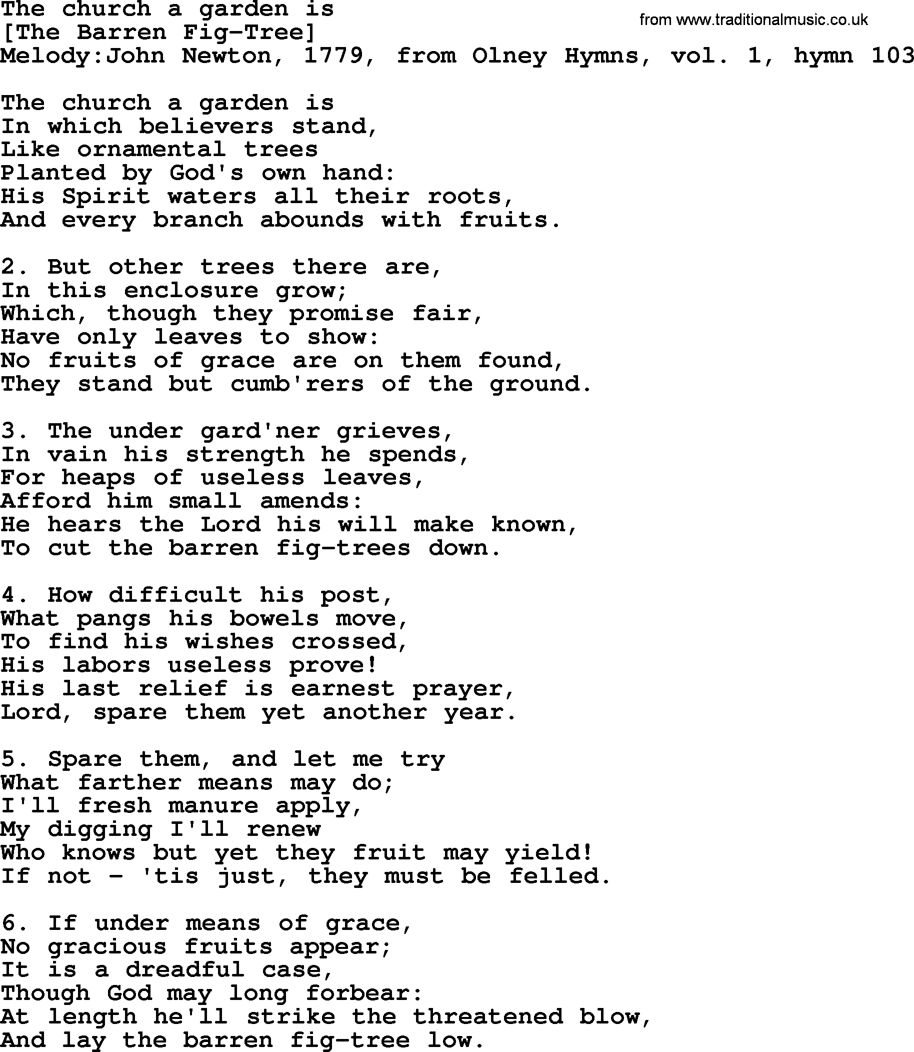 Old English Song: The Church A Garden Is lyrics