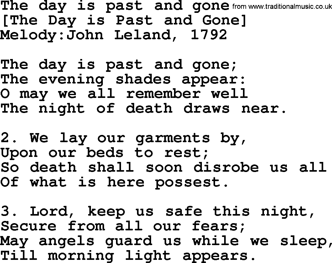 Old English Song: The Day Is Past And Gone lyrics