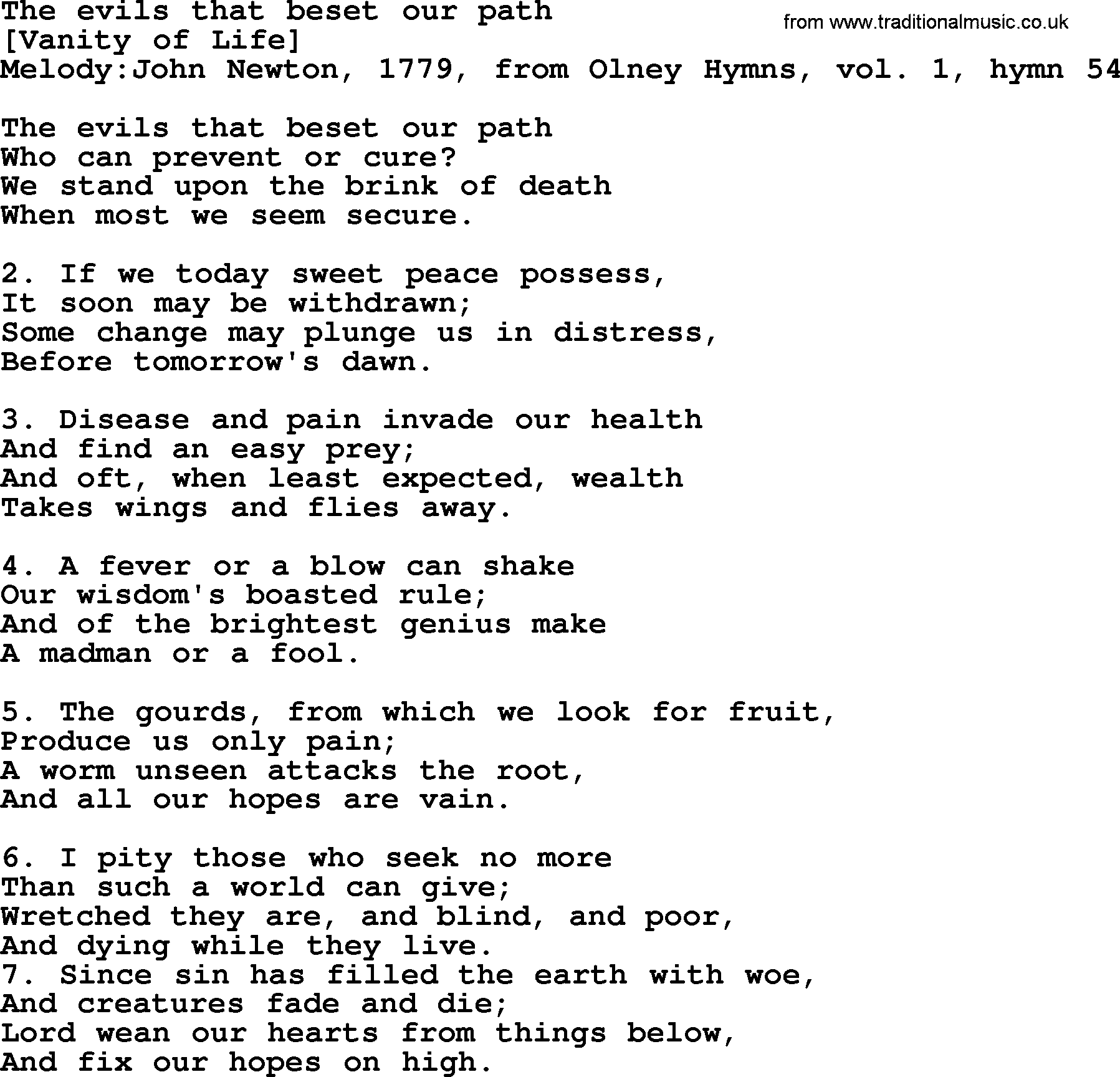 Old English Song: The Evils That Beset Our Path lyrics
