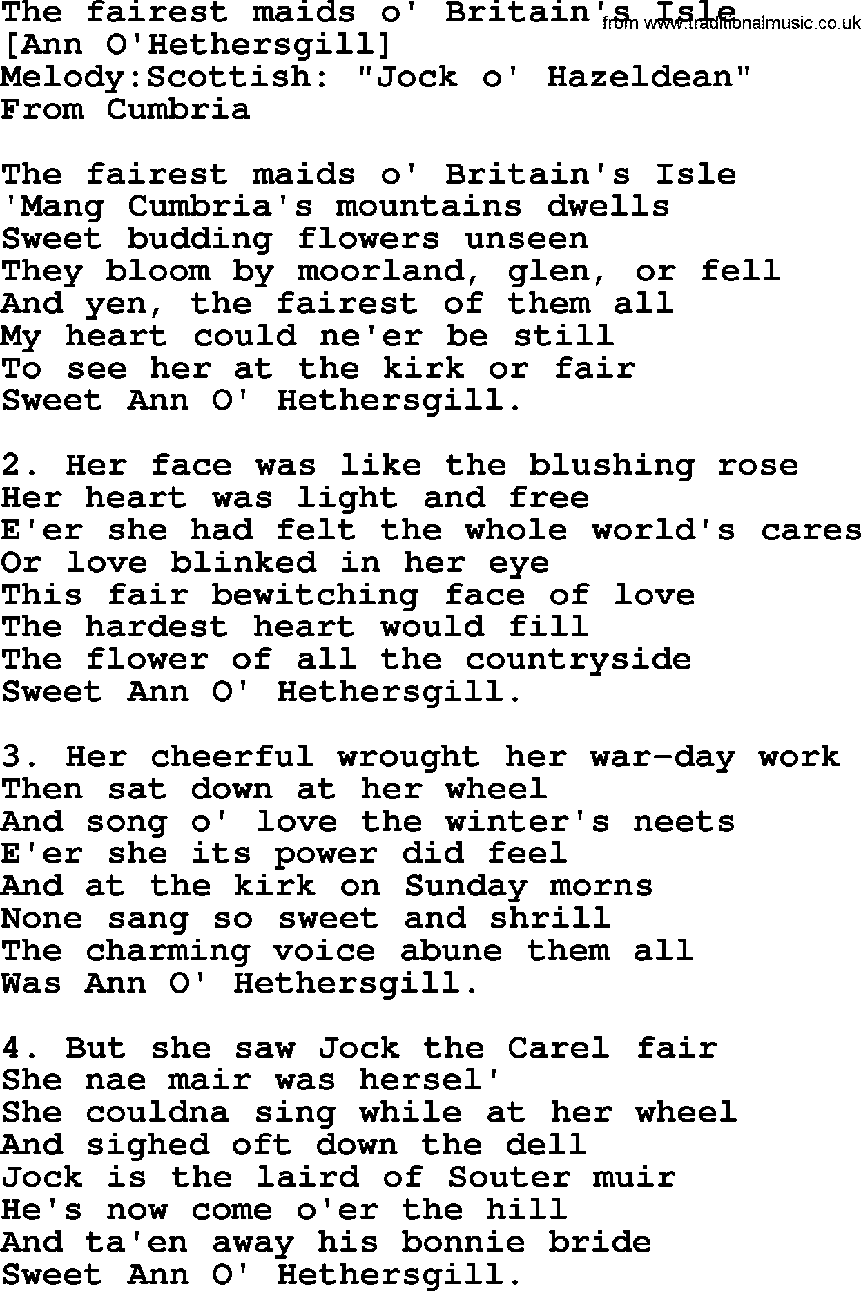 Old English Song: The Fairest Maids O' Britain's Isle lyrics