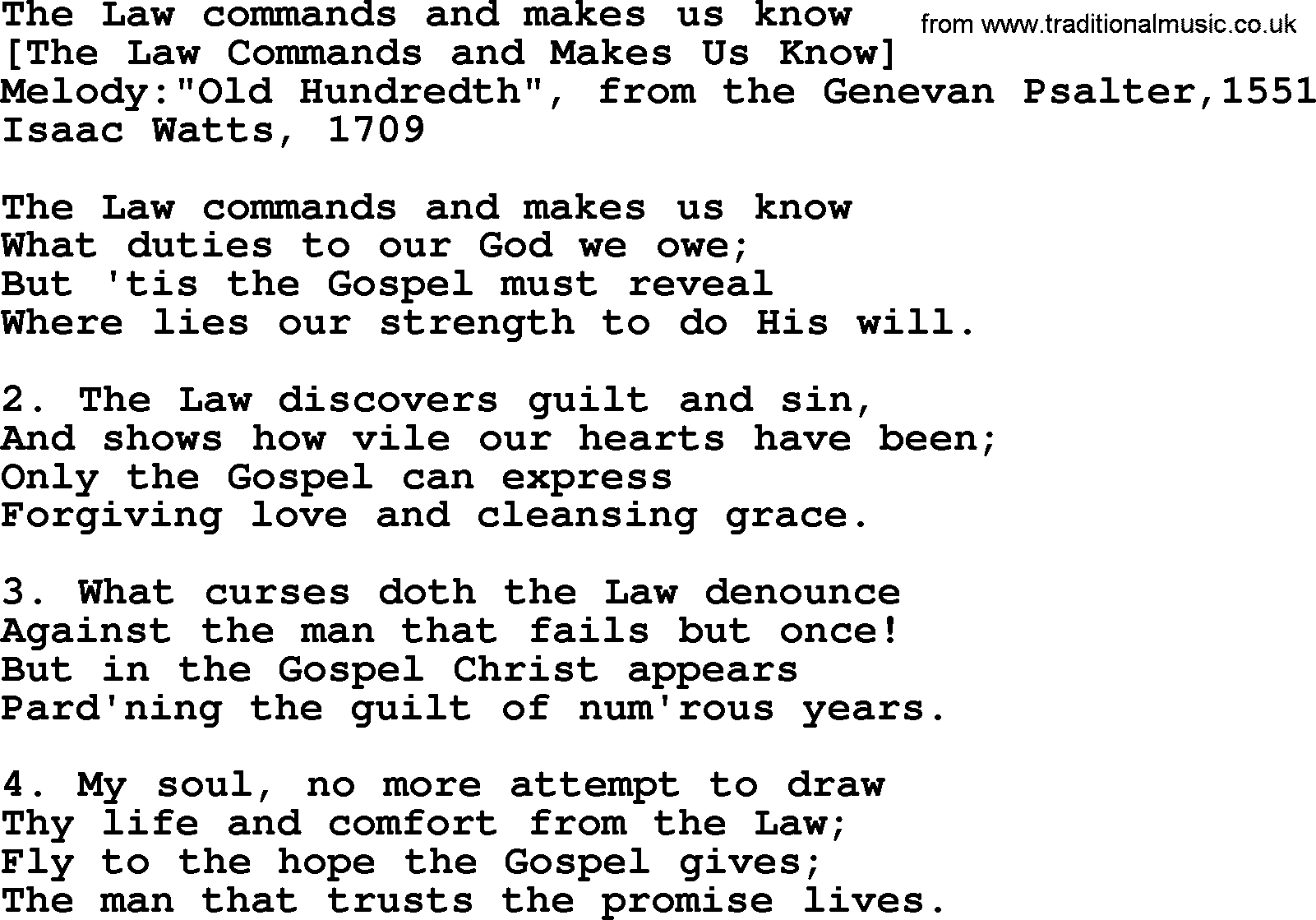 Old English Song: The Law Commands And Makes Us Know lyrics