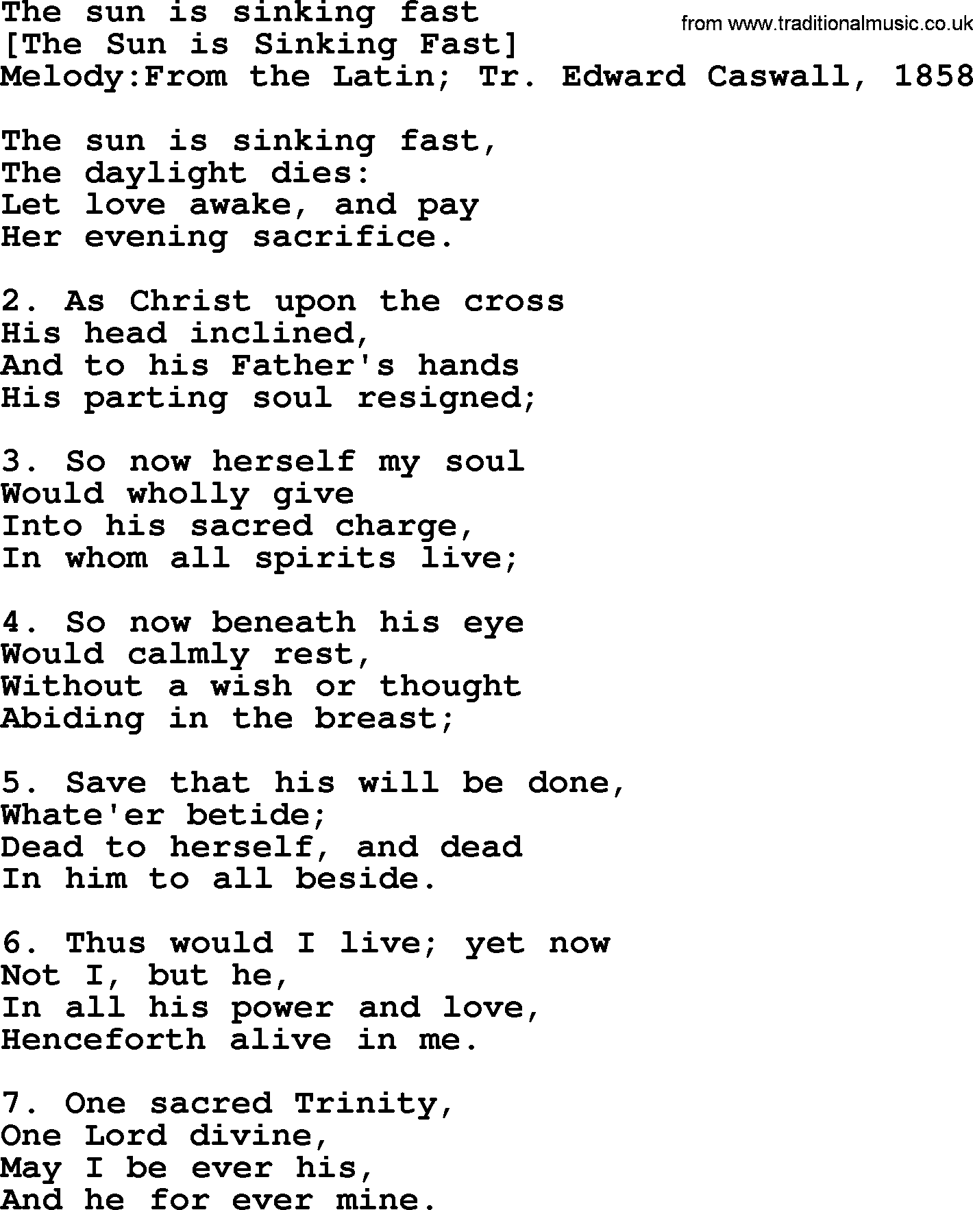 Old English Song: The Sun Is Sinking Fast lyrics