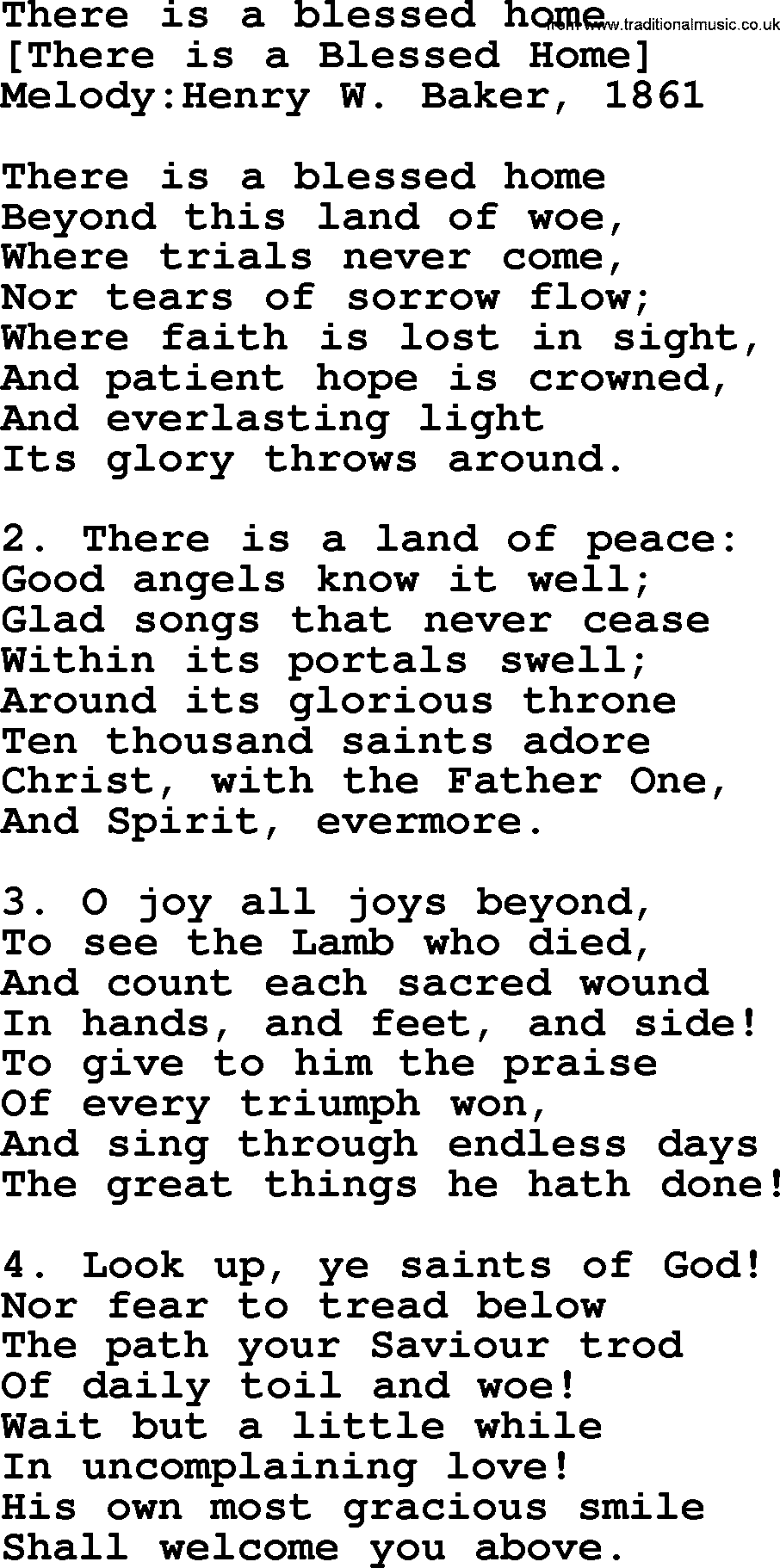 Old English Song: There Is A Blessed Home lyrics