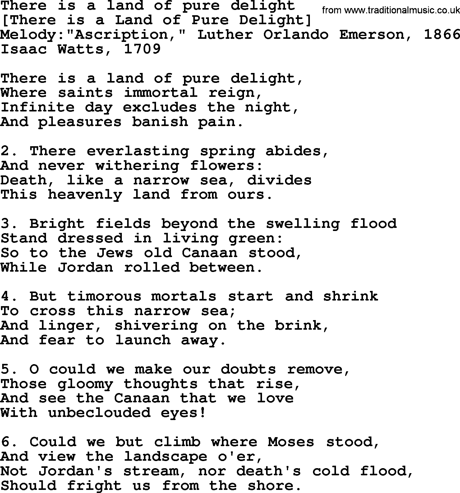 Old English Song: There Is A Land Of Pure Delight lyrics