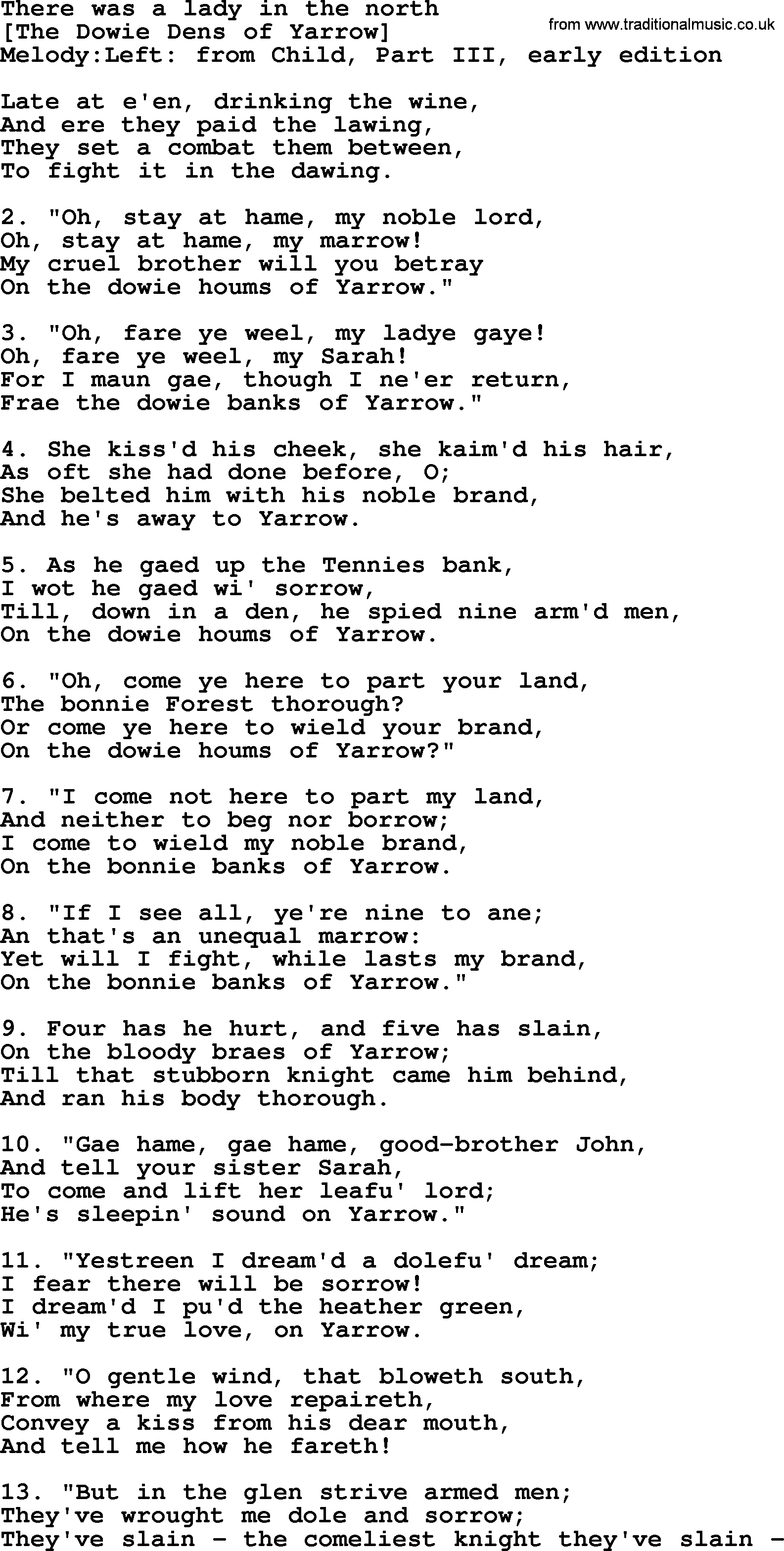 Old English Song: There Was A Lady In The North lyrics