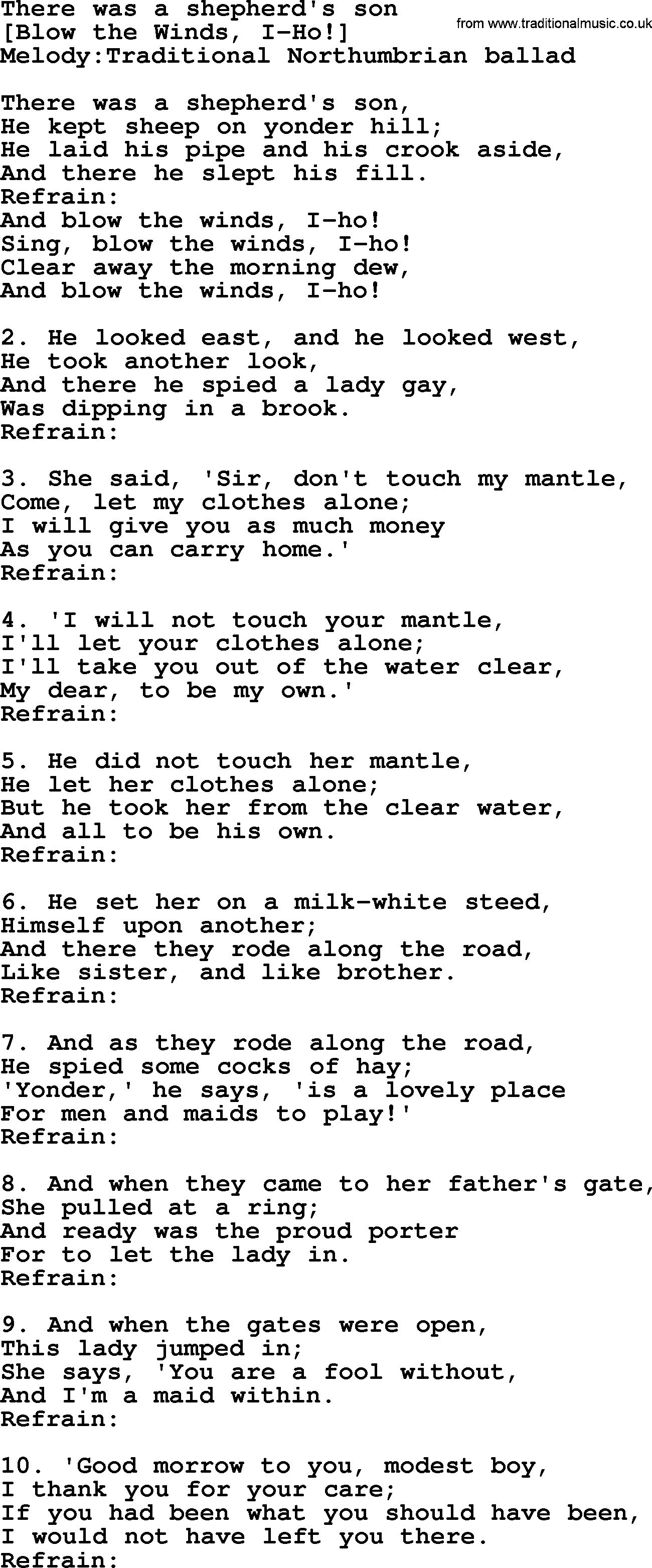 Old English Song: There Was A Shepherd's Son lyrics