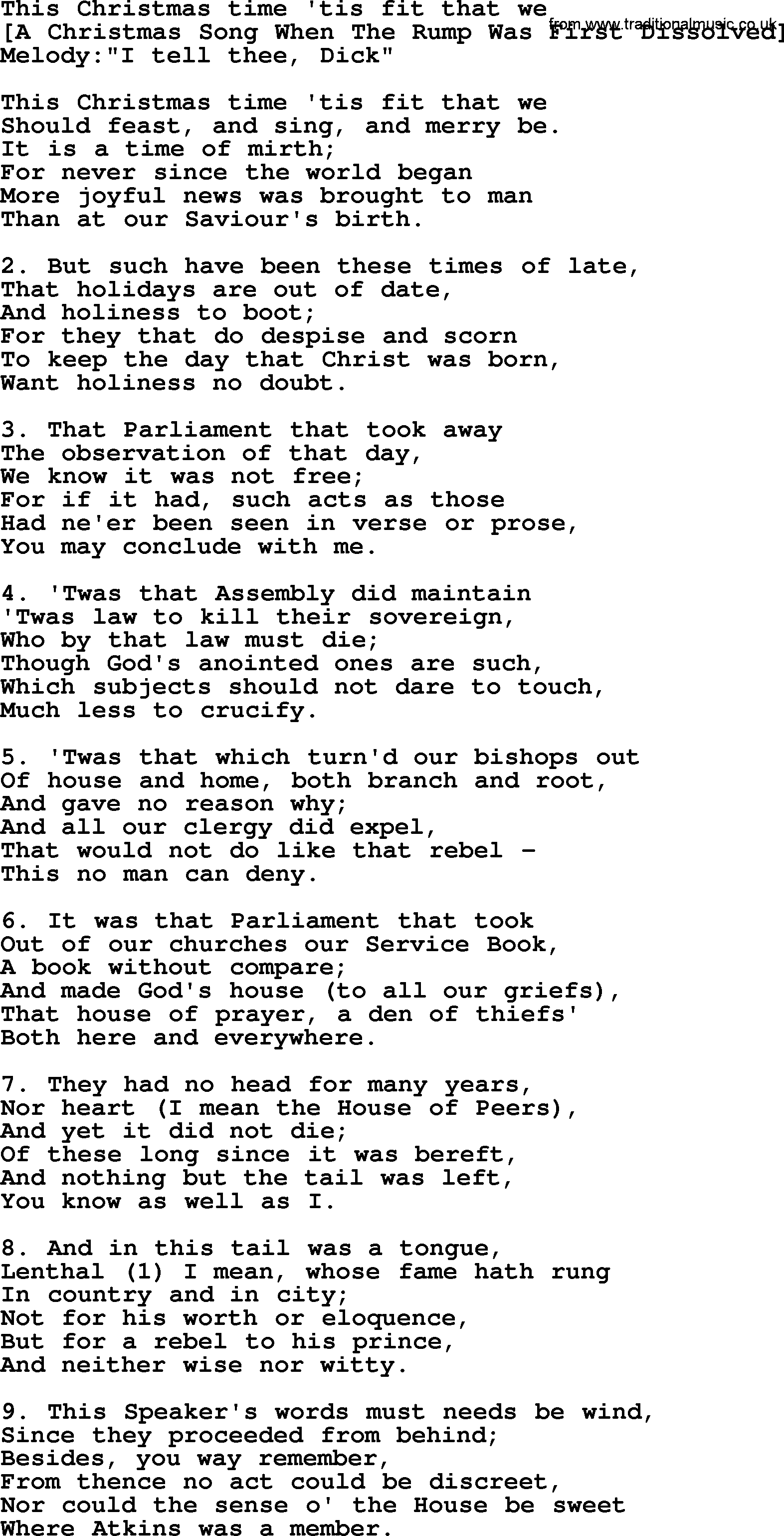 Old English Song: This Christmas Time 'tis Fit That We lyrics