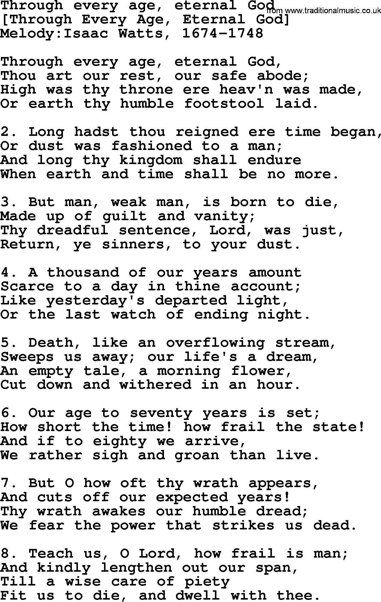 Old English Song: Through Every Age, Eternal God lyrics