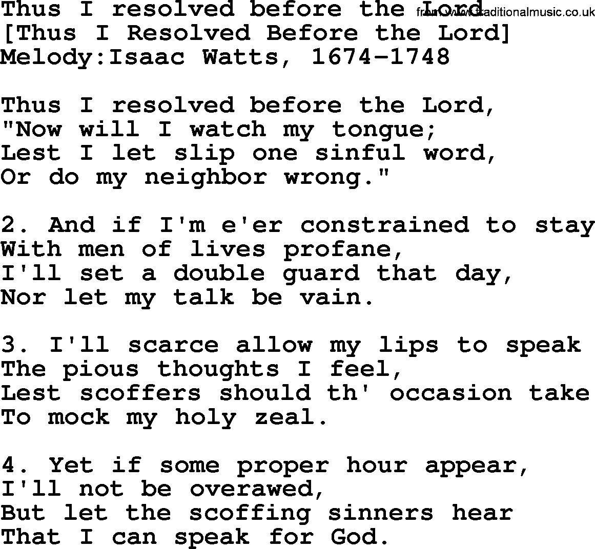 Old English Song: Thus I Resolved Before The Lord lyrics