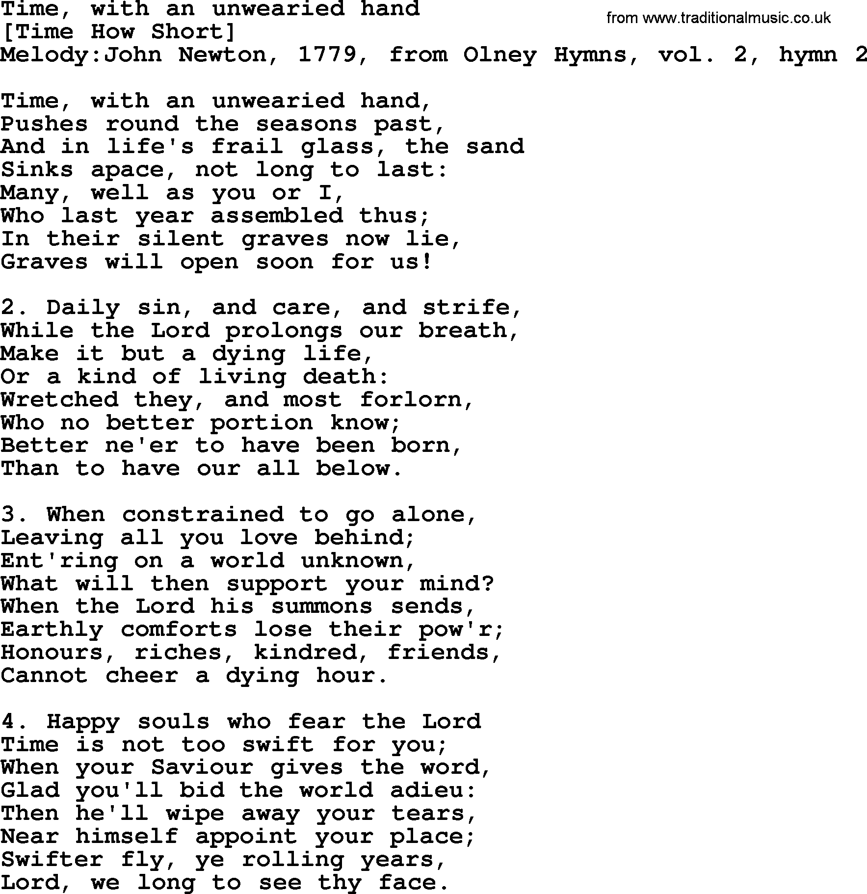 Old English Song: Time, With An Unwearied Hand lyrics