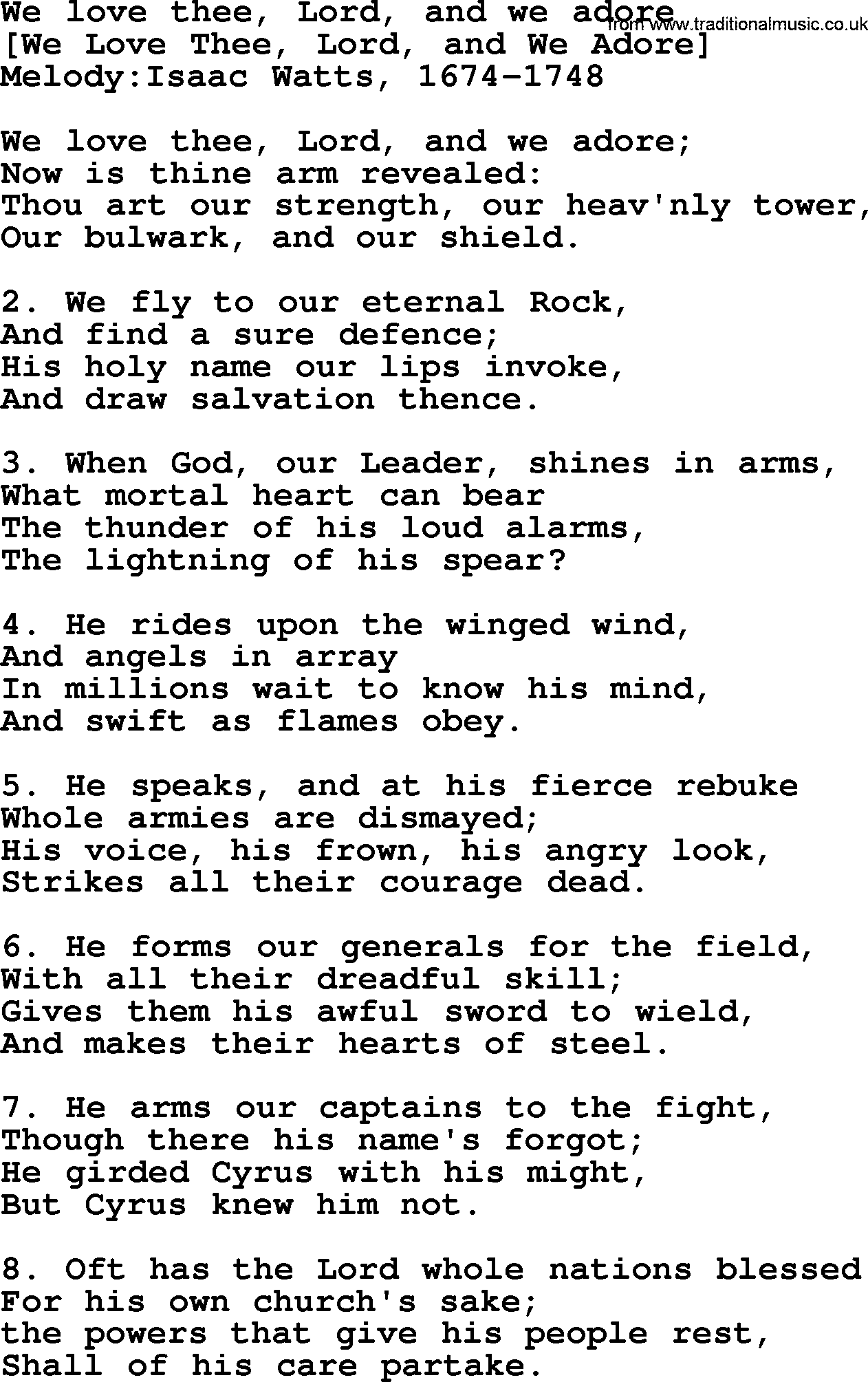 Old English Song: We Love Thee, Lord, And We Adore lyrics