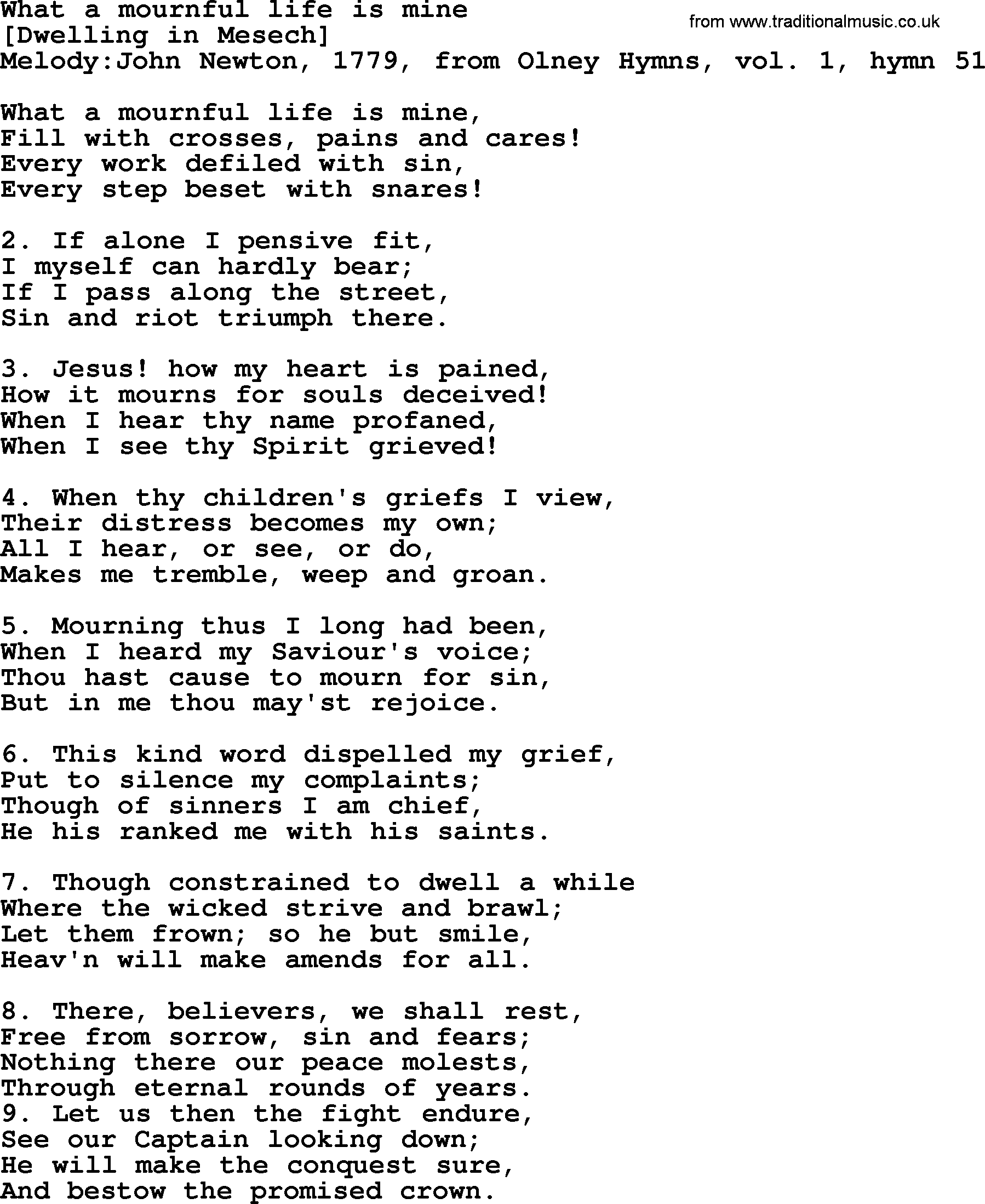 Old English Song: What A Mournful Life Is Mine lyrics