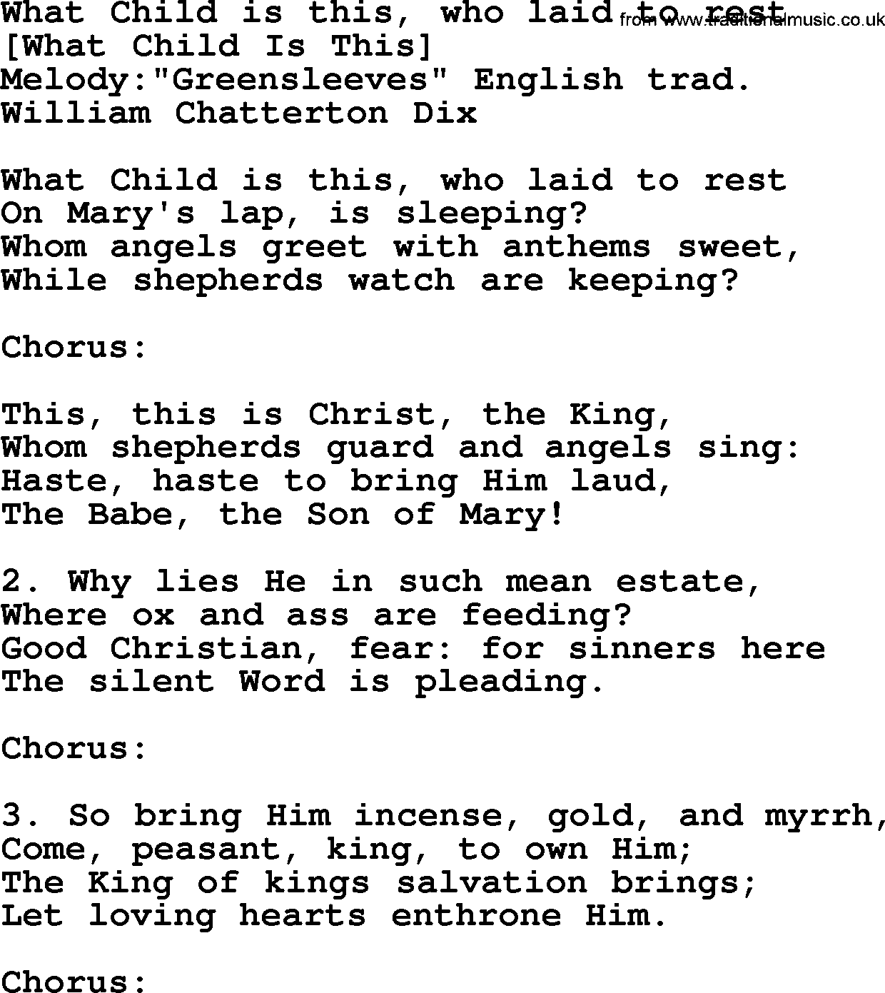 Old English Song: What Child Is This, Who Laid To Rest lyrics