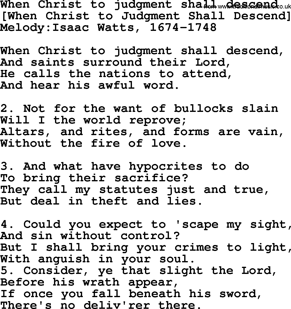 Old English Song: When Christ To Judgment Shall Descend lyrics