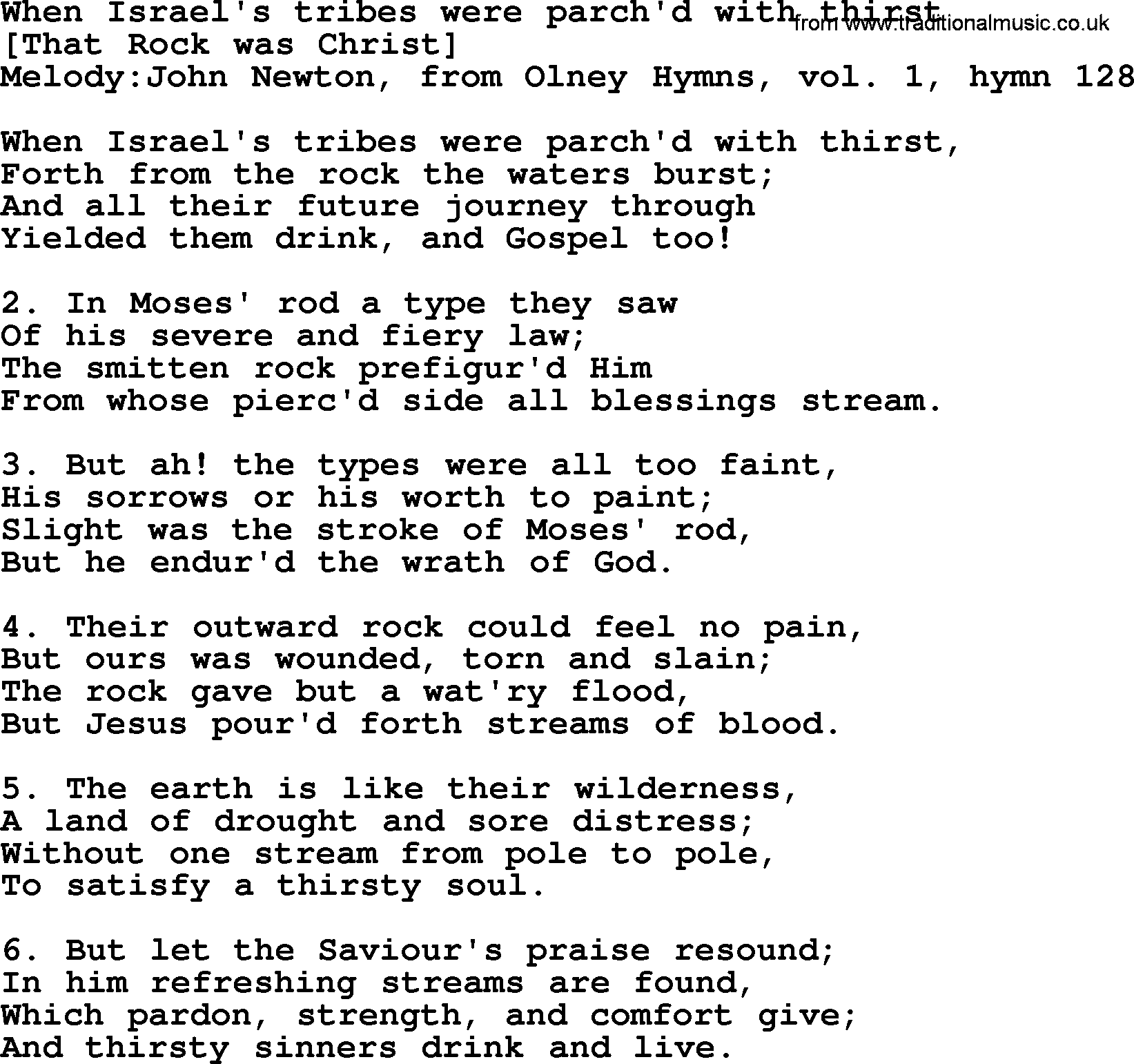 Old English Song: When Israel's Tribes Were Parch'd With Thirst lyrics