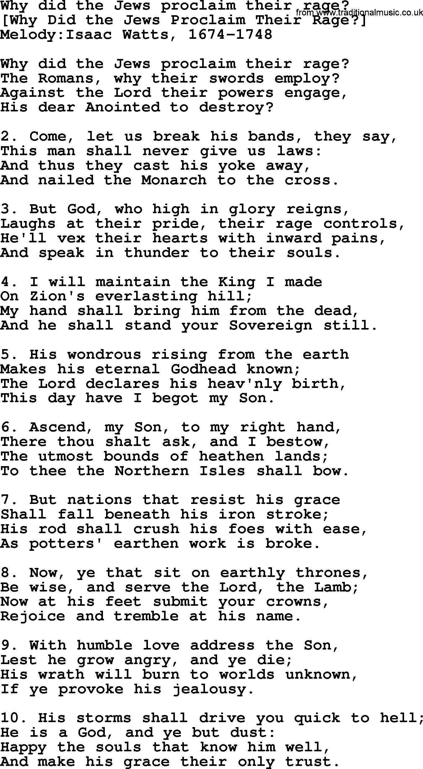 Old English Song: Why Did The Jews Proclaim Their Rage lyrics