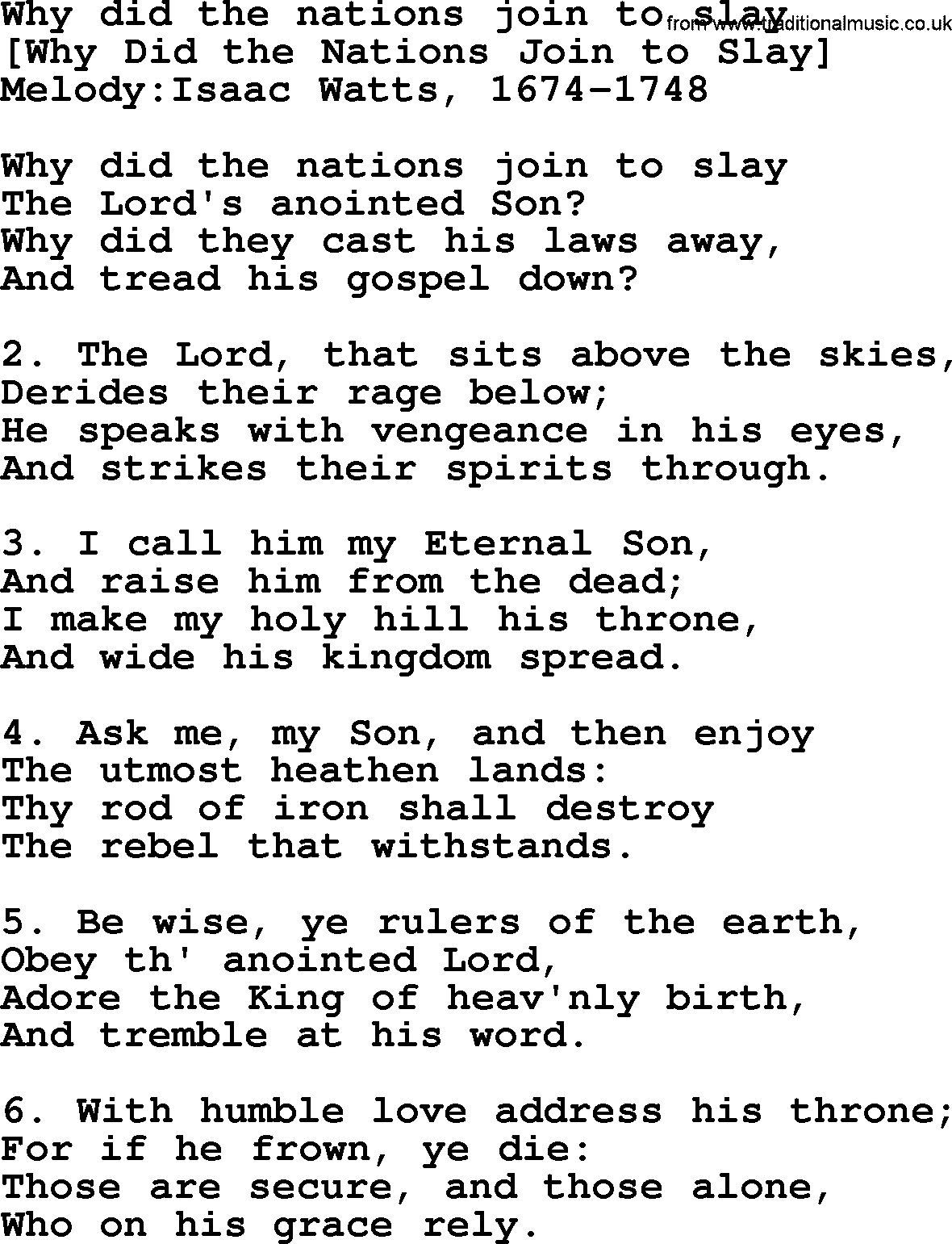 Old English Song: Why Did The Nations Join To Slay lyrics