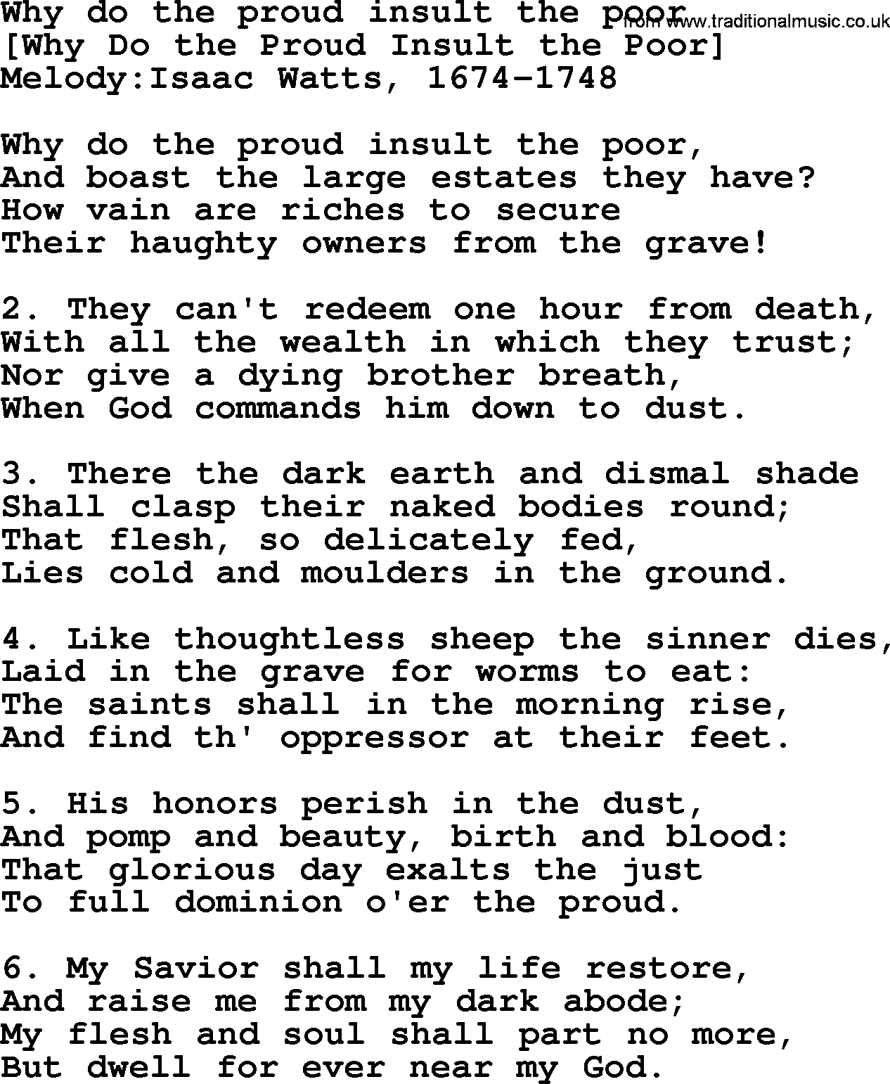 Old English Song: Why Do The Proud Insult The Poor lyrics