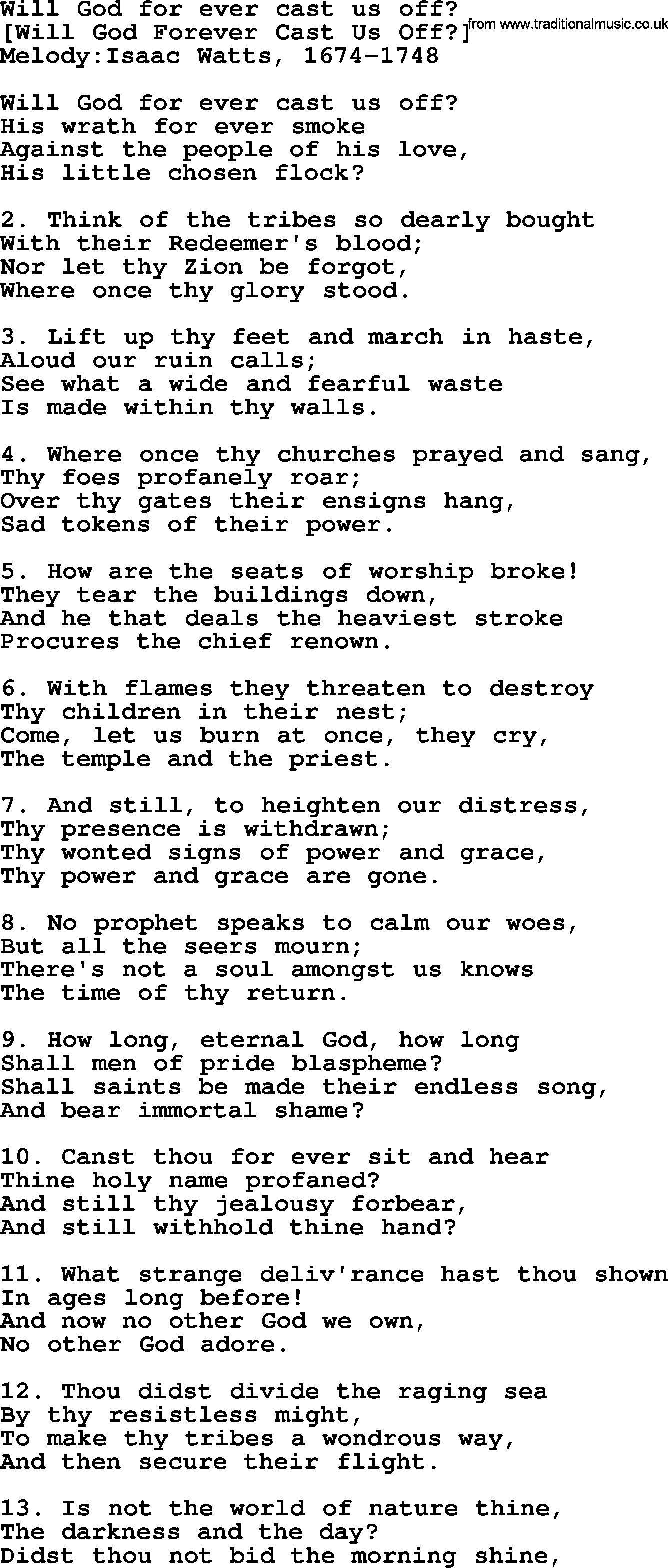 Old English Song: Will God For Ever Cast Us Off lyrics