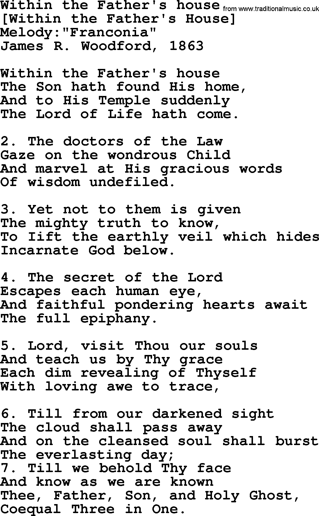 Old English Song: Within The Father's House lyrics